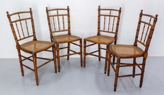 Four Napoleon III Caned Beech Chairs, French, Late 19th Century