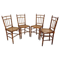 Four Napoleon III Caned Beech Chairs, French, Late 19th Century