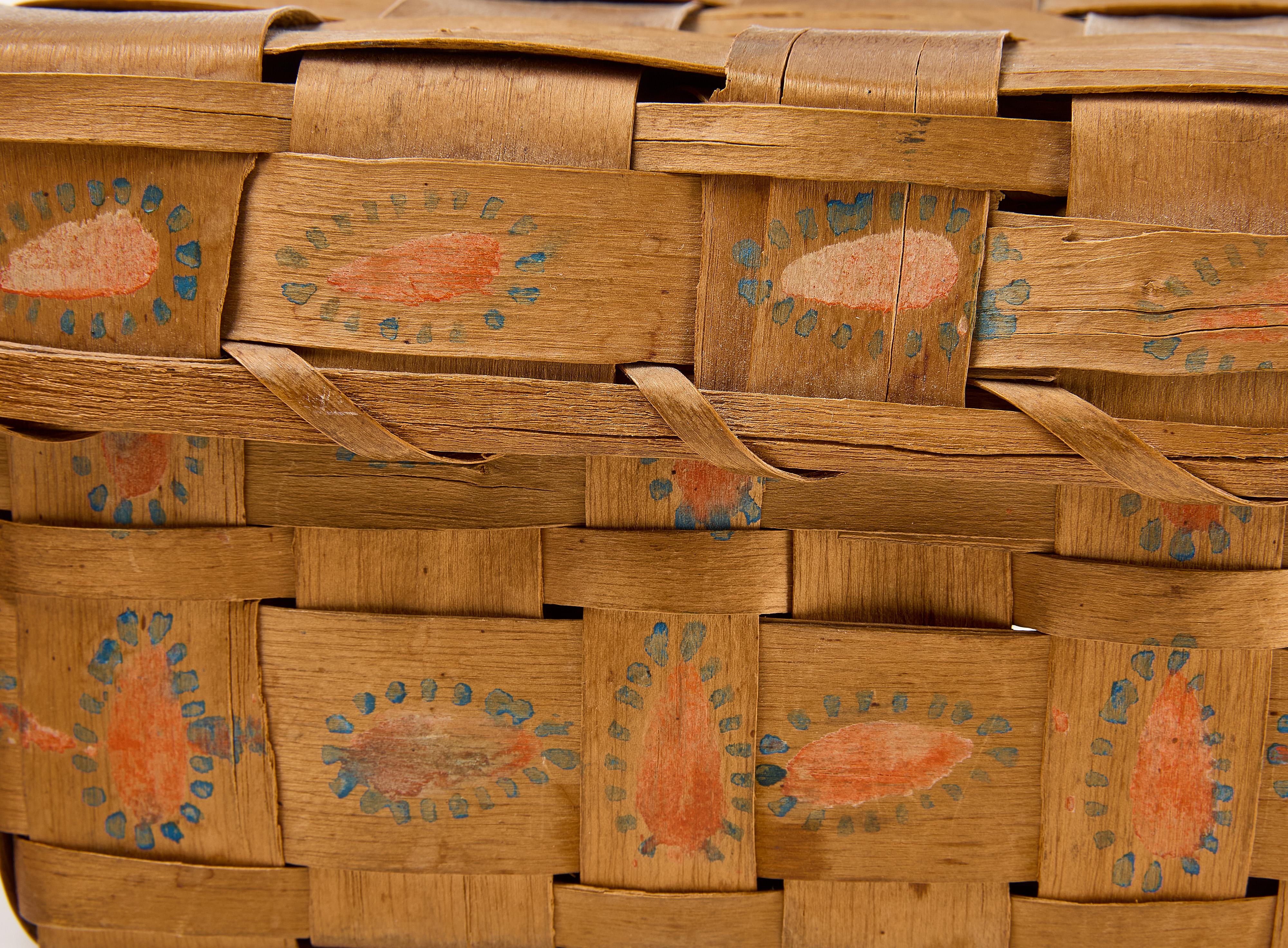 Cuatro cestas pintadas por nativos americanos Tejido a mano en venta