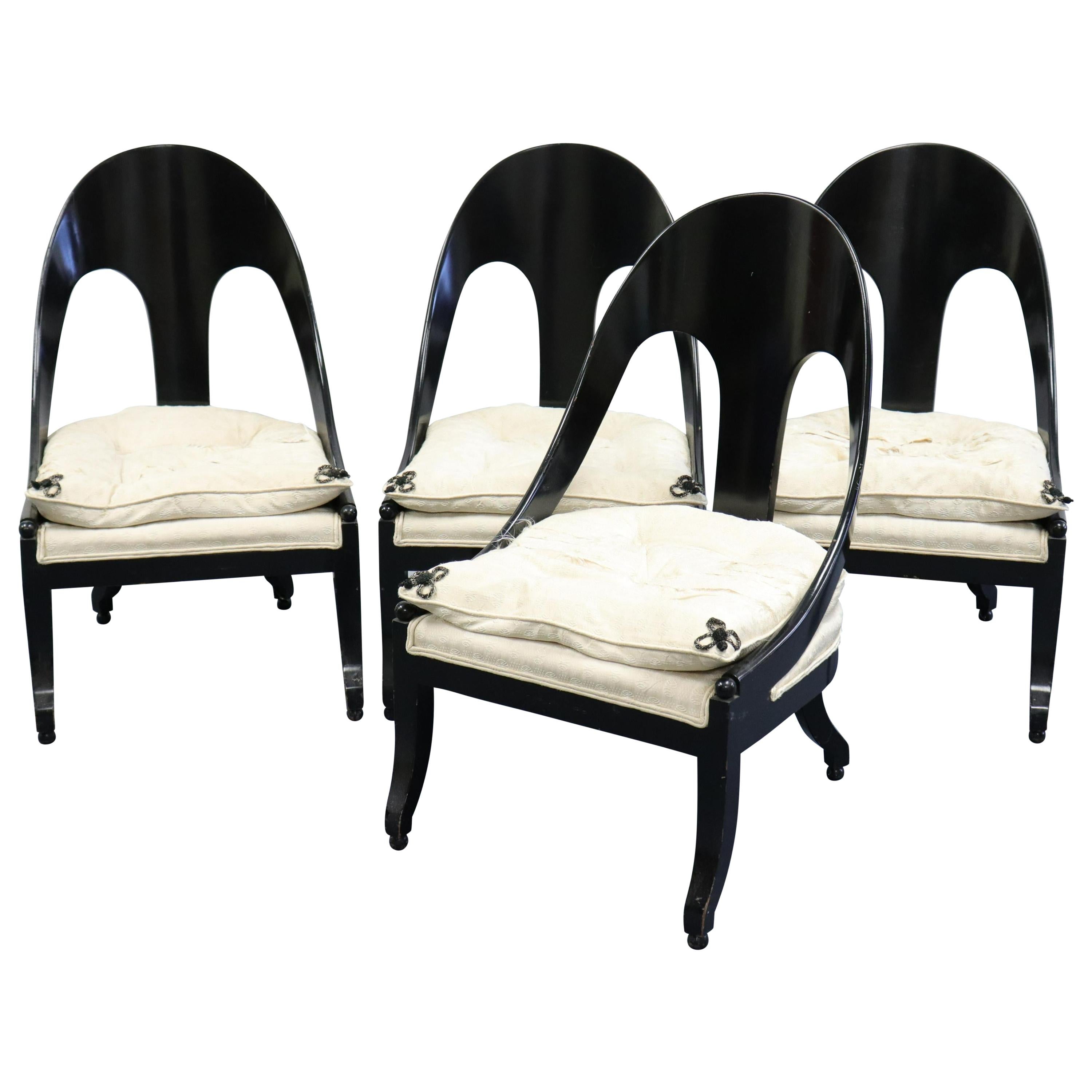 Four Neoclassical Mid-Century Modern Spoonback Chairs