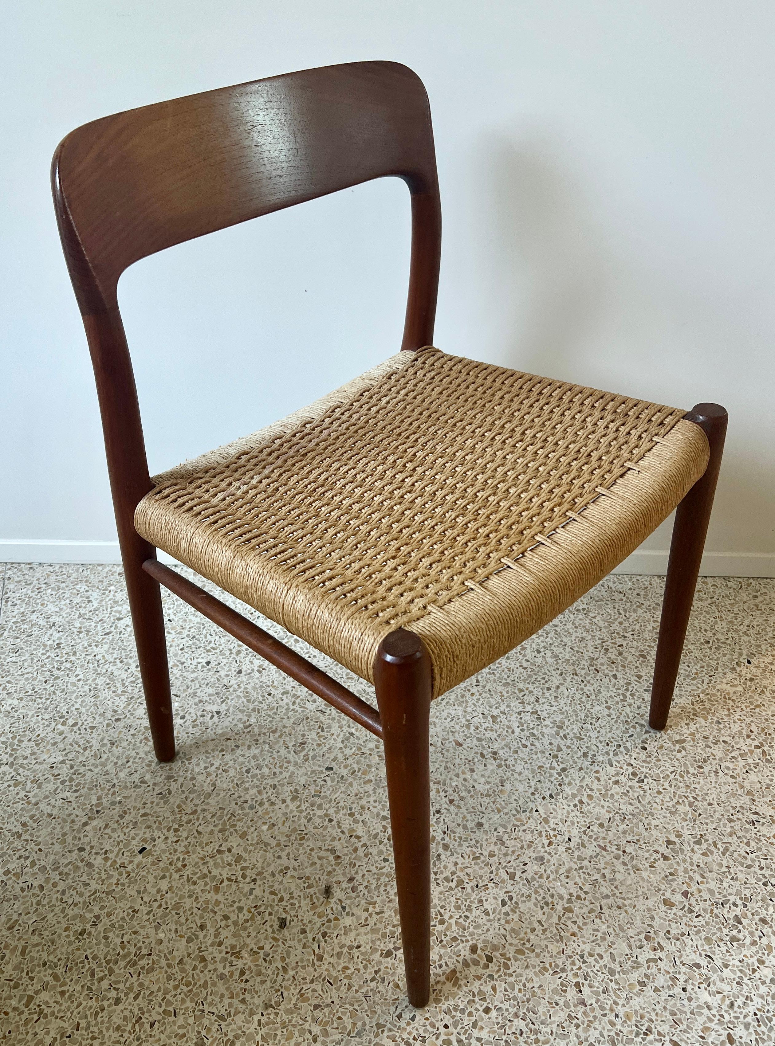 Four Niels Otto Moller Danish Dining Room Chairs with Hand Woven Seats For Sale 3