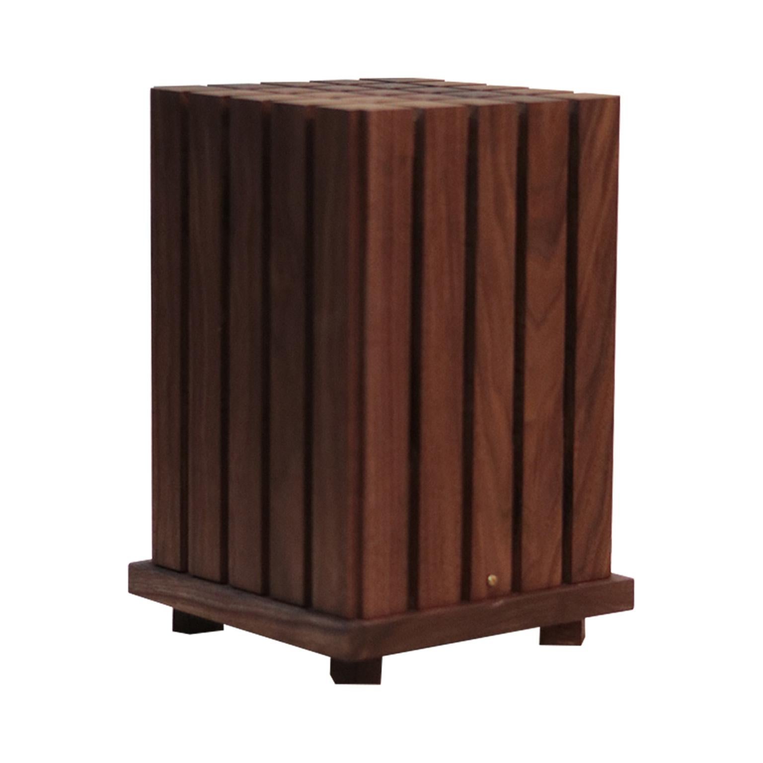 Four Noble Truths Sculptural Lamp In Walnut Wood