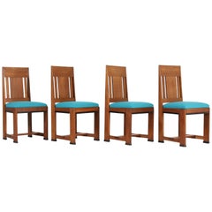 Four Oak Art Deco Haagse School Chairs by Jan Brunott, 1920s