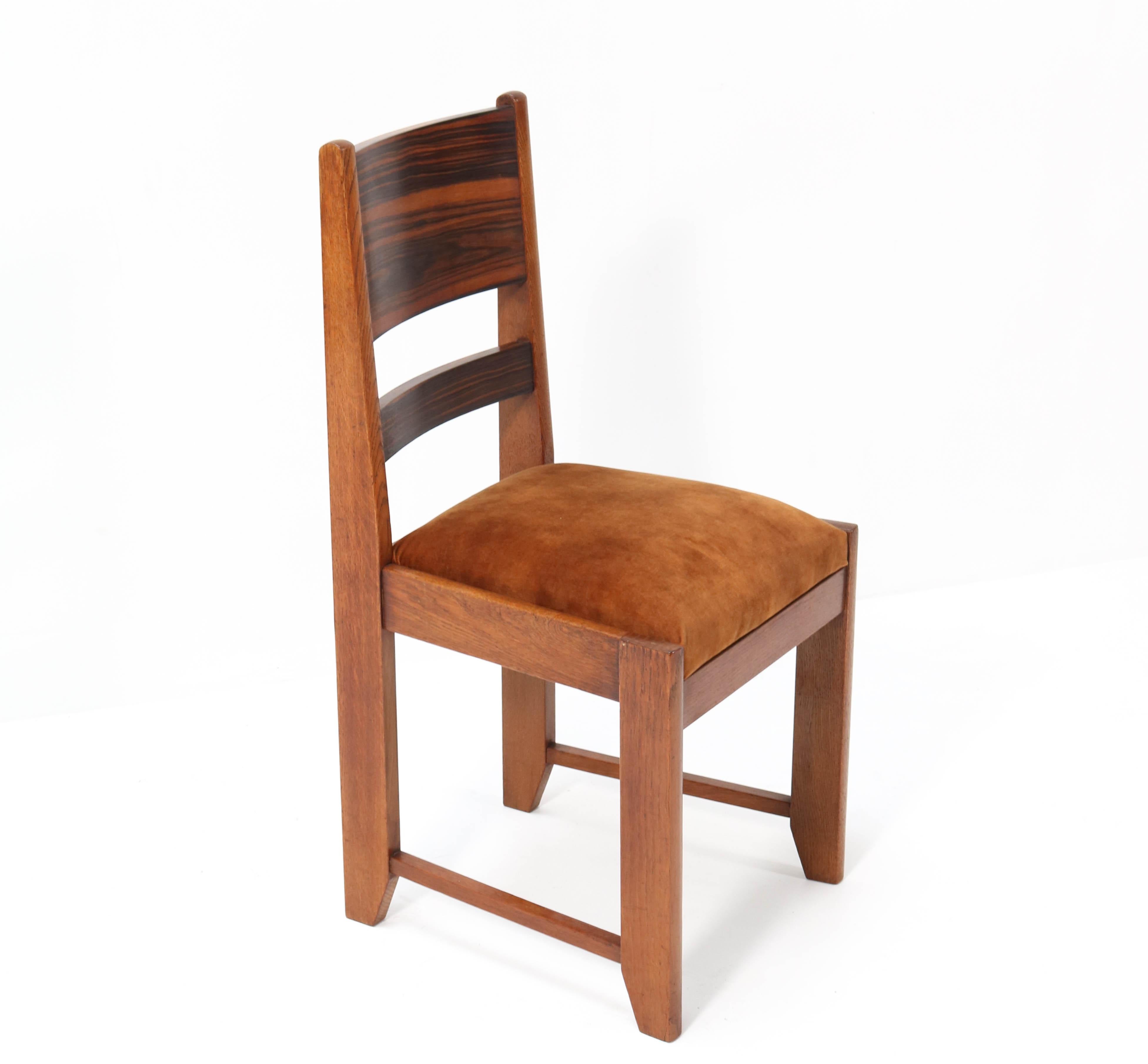 Four Oak Art Deco Haagse School Dining Room Chairs, 1920s In Good Condition In Amsterdam, NL