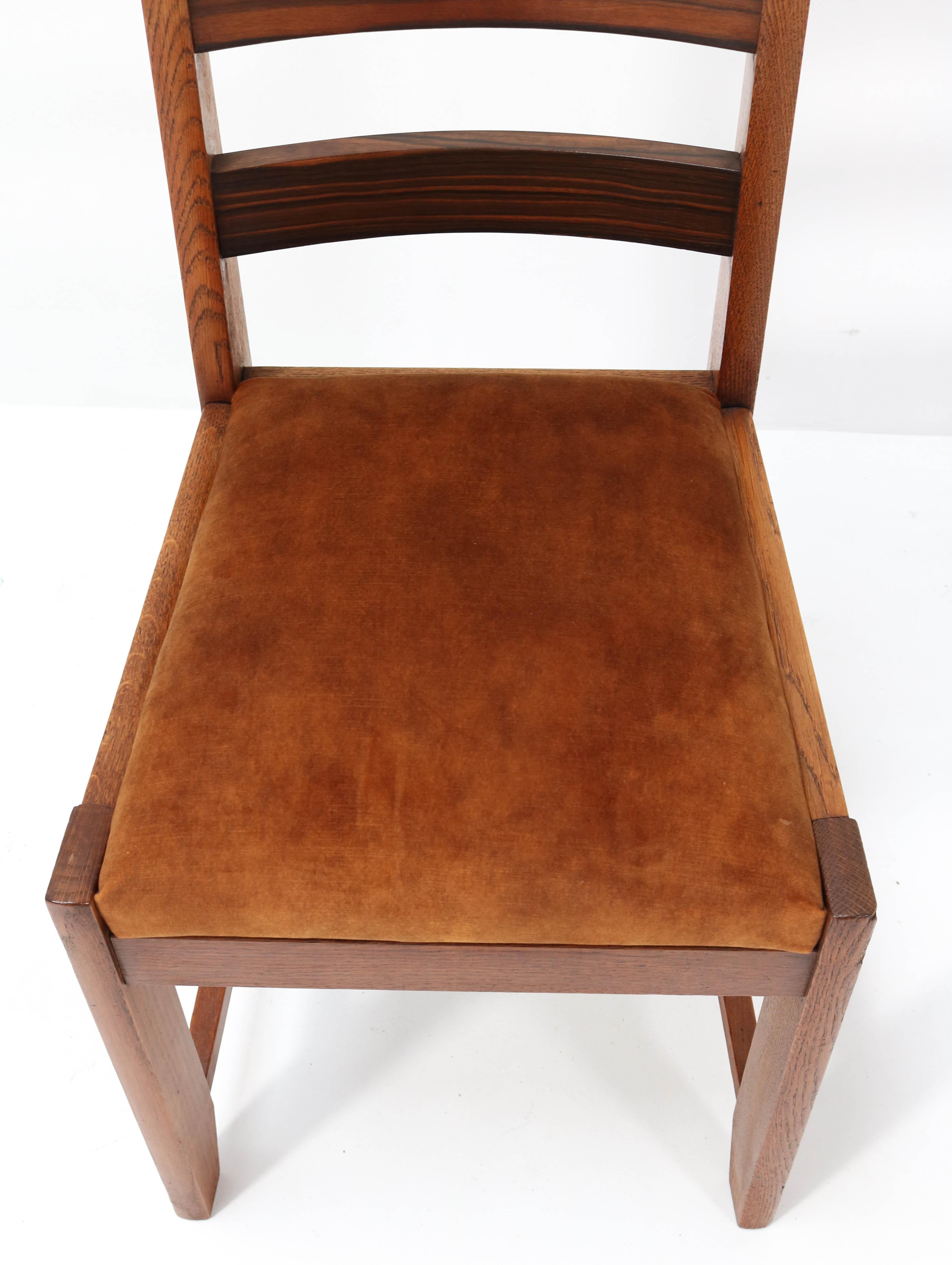 Early 20th Century Four Oak Art Deco Haagse School Dining Room Chairs, 1920s