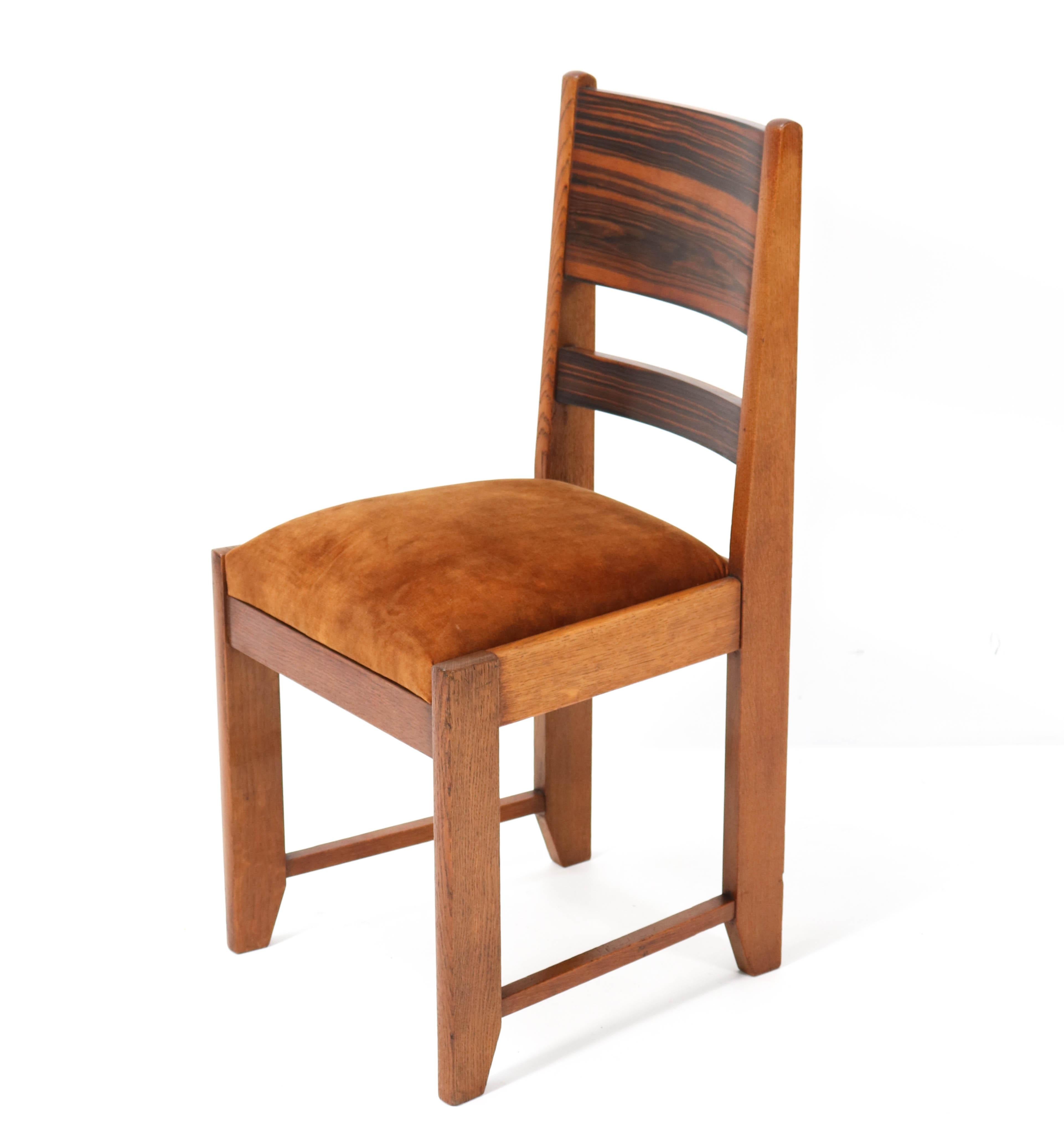 Four Oak Art Deco Haagse School Dining Room Chairs, 1920s 1