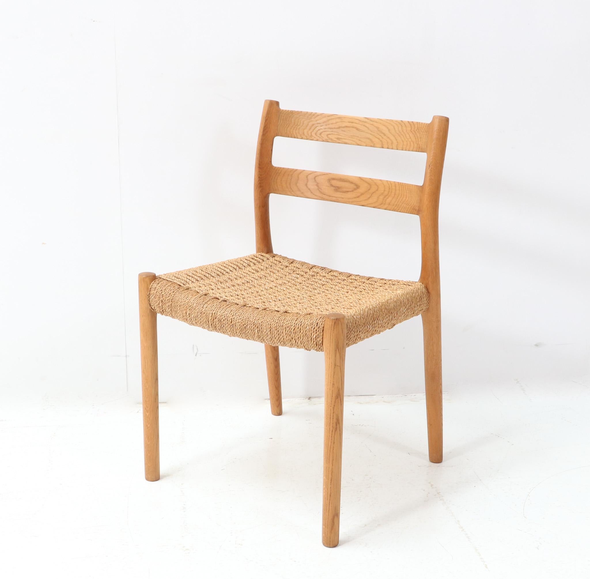 Four Oak Mid-Century Modern Model 84 Dining Room Chairs by Niels Otto Møller 2