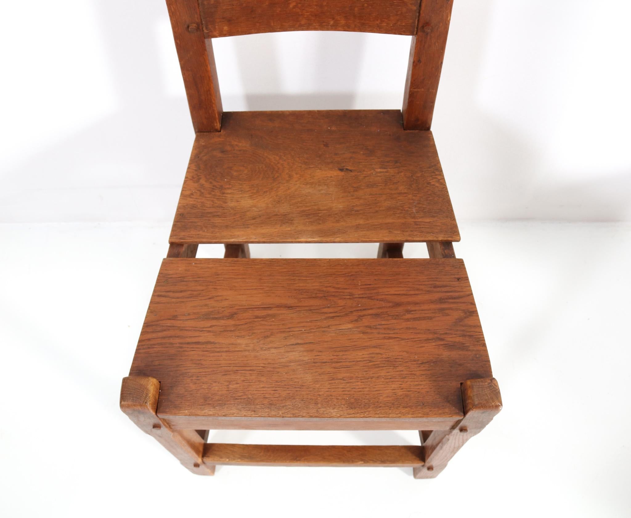 Four Oak Rustic Brutalist Chairs, 1940s For Sale 2