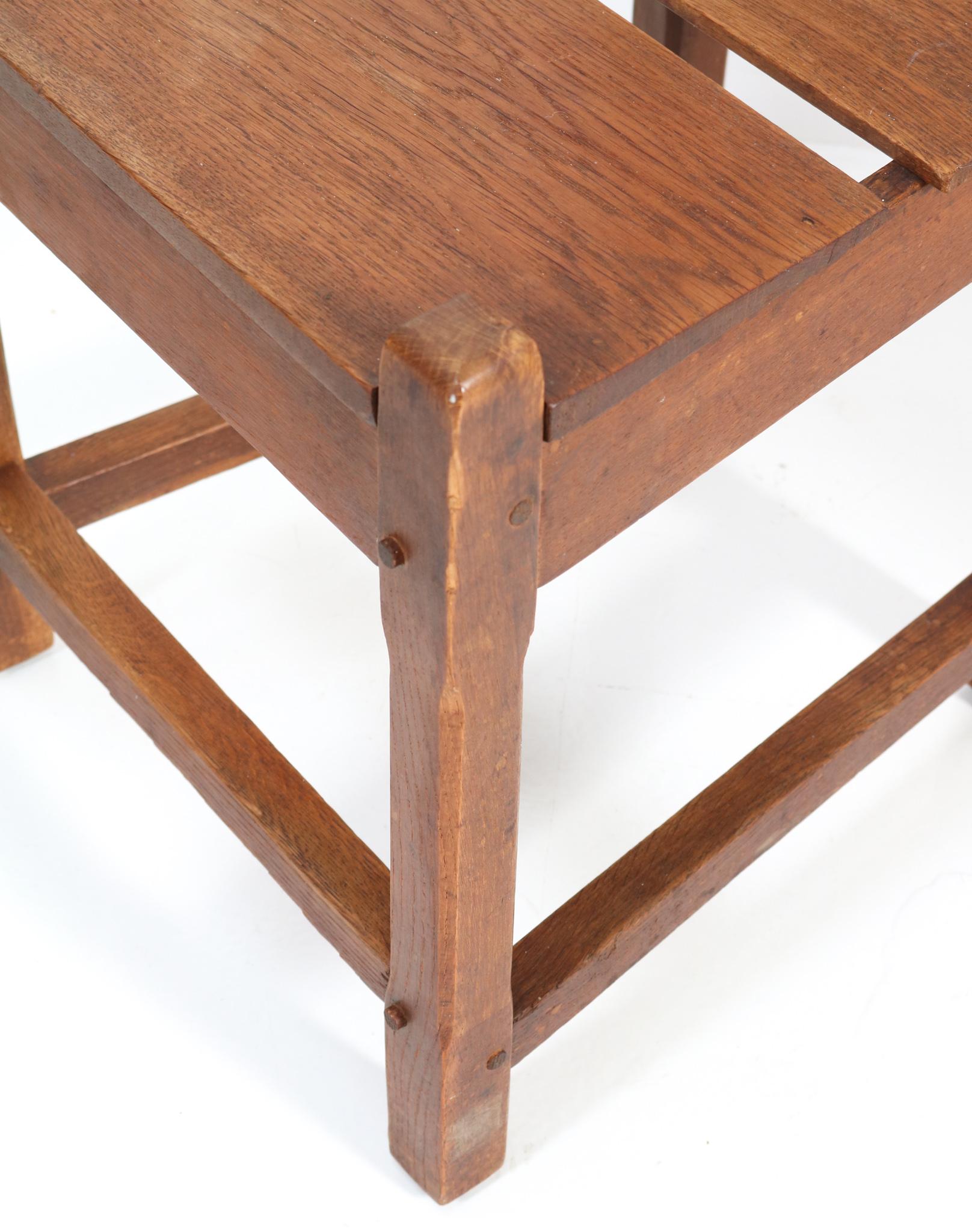 Four Oak Rustic Brutalist Chairs, 1940s For Sale 3