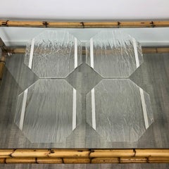 Four Octagonal Placemats Chipped Ice effect Lucite and Steel Willy Rizzo Style