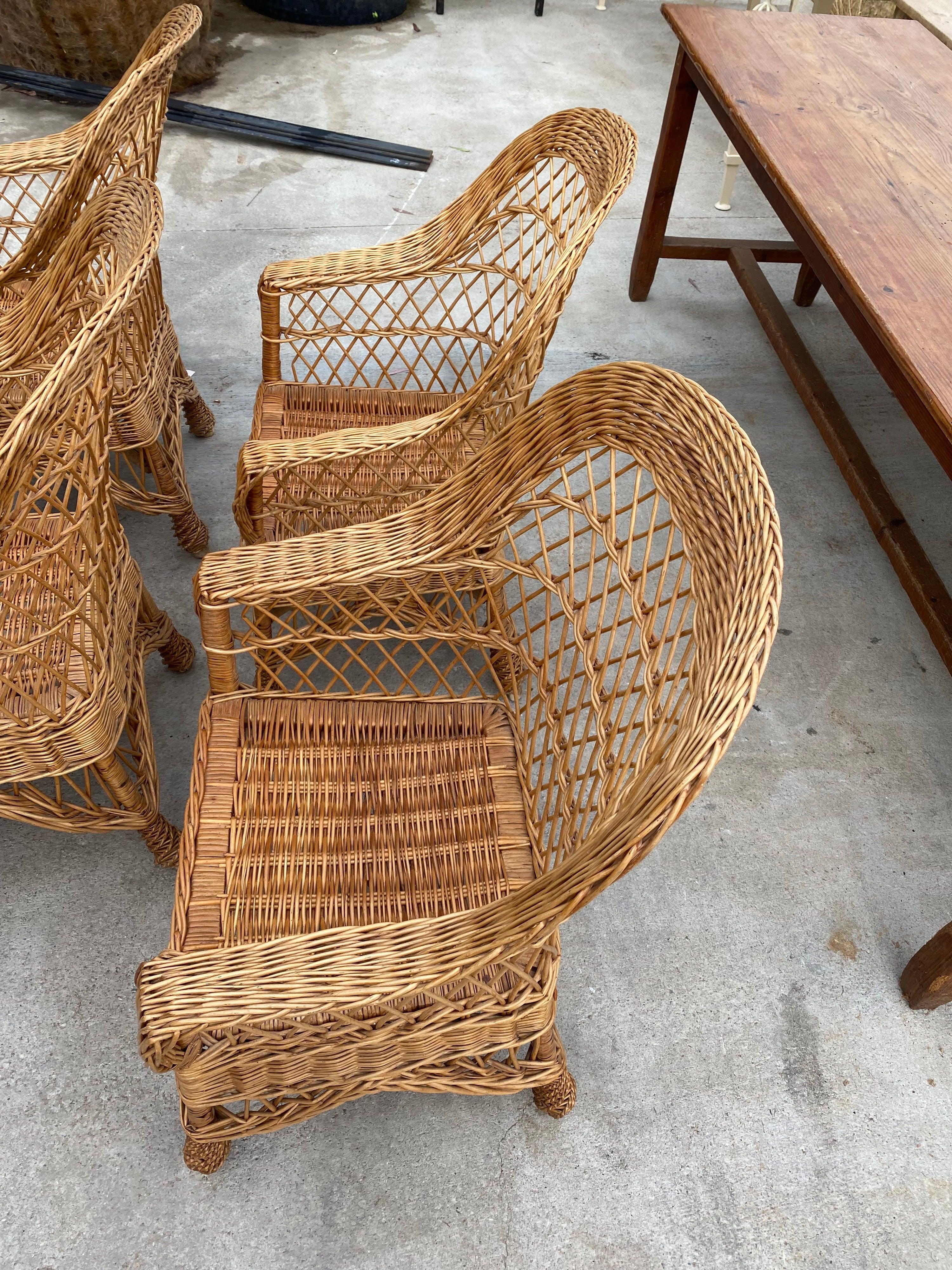 Four of 1970s Spanish Hand Woven Wicker Sofa Chairs In Good Condition In Marbella, ES