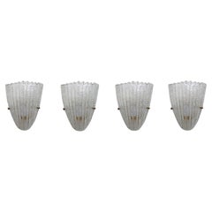 Four of Barovier Mid-Century Modern Italian Murano Glass Shell Sconces, 1960s