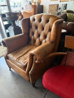 Four of English Library Chairs with Distressed Leather, Priced per chair. Comfor
