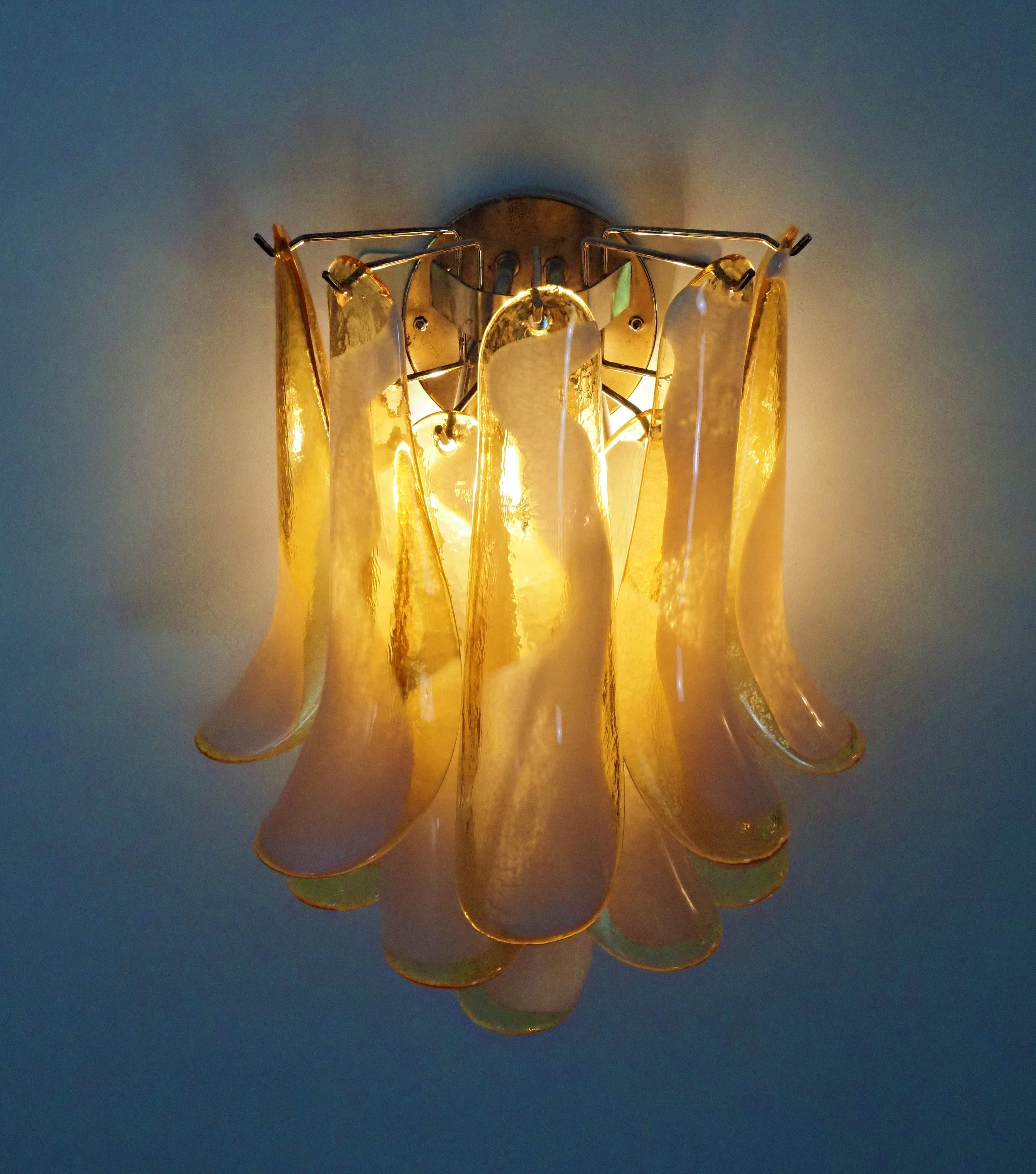 Midcentury Four of Italian Milk and Honey Murano Sconces For Sale 5