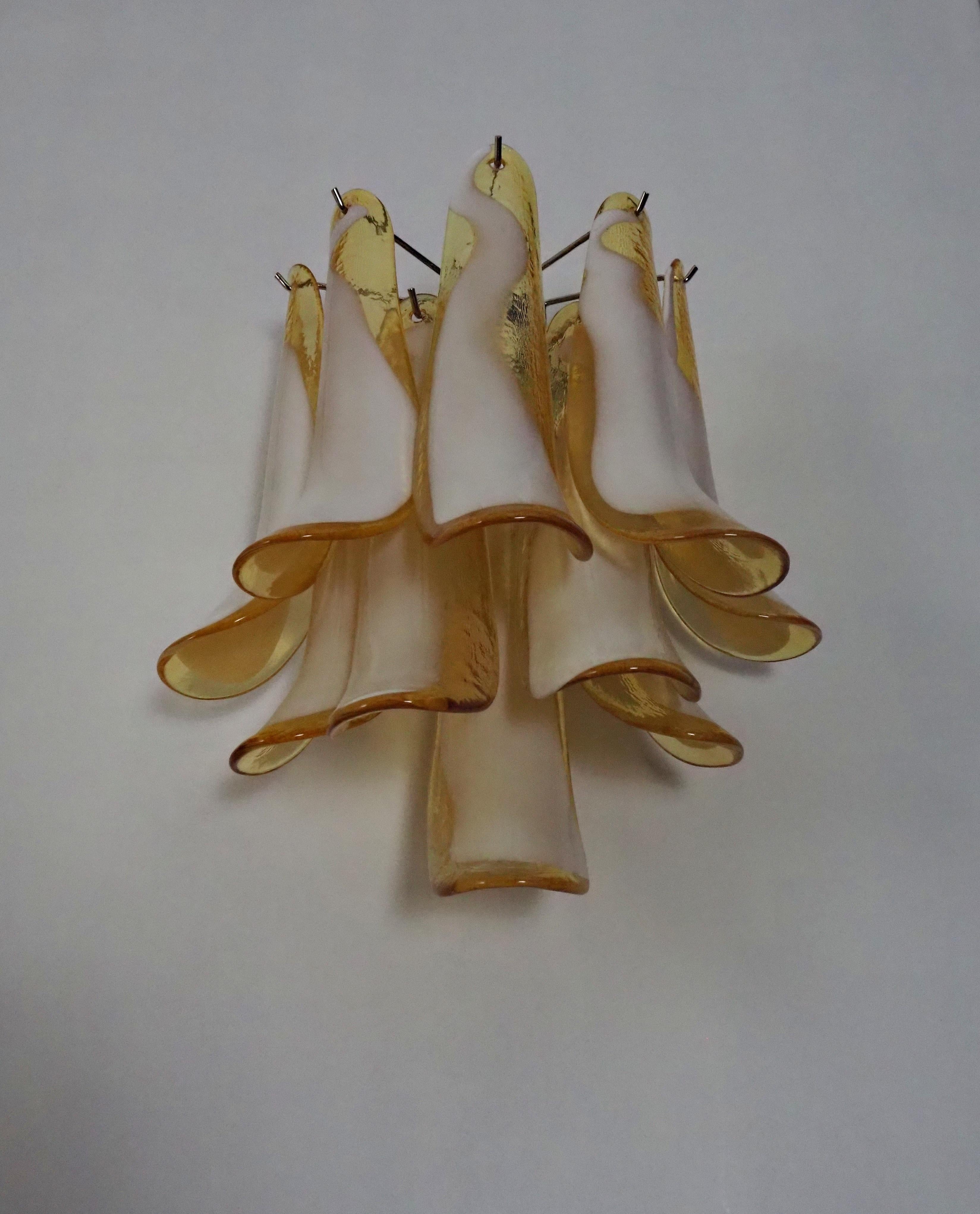 Metal Midcentury Four of Italian Milk and Honey Murano Sconces For Sale