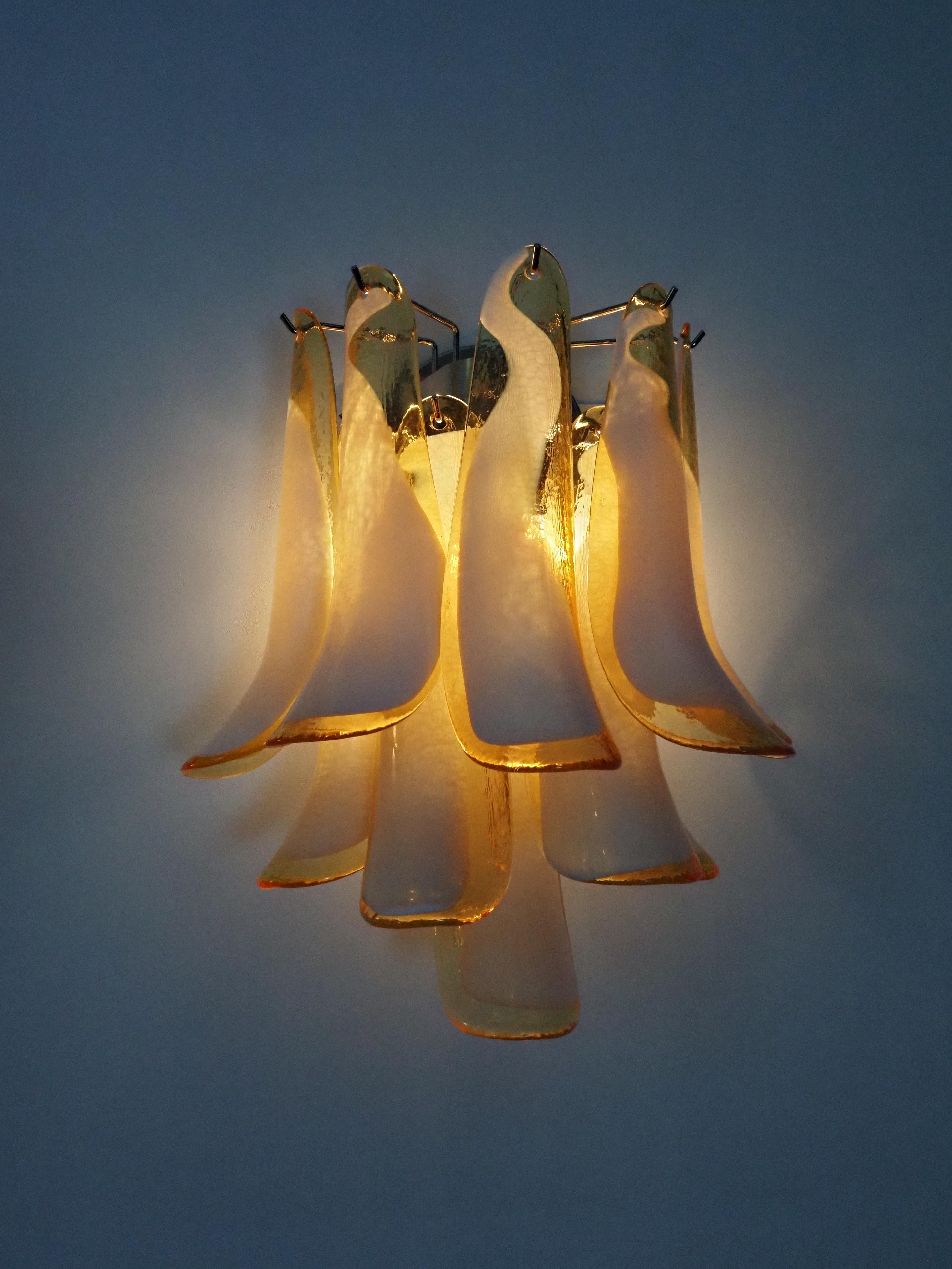 Midcentury Four of Italian Milk and Honey Murano Sconces For Sale 3