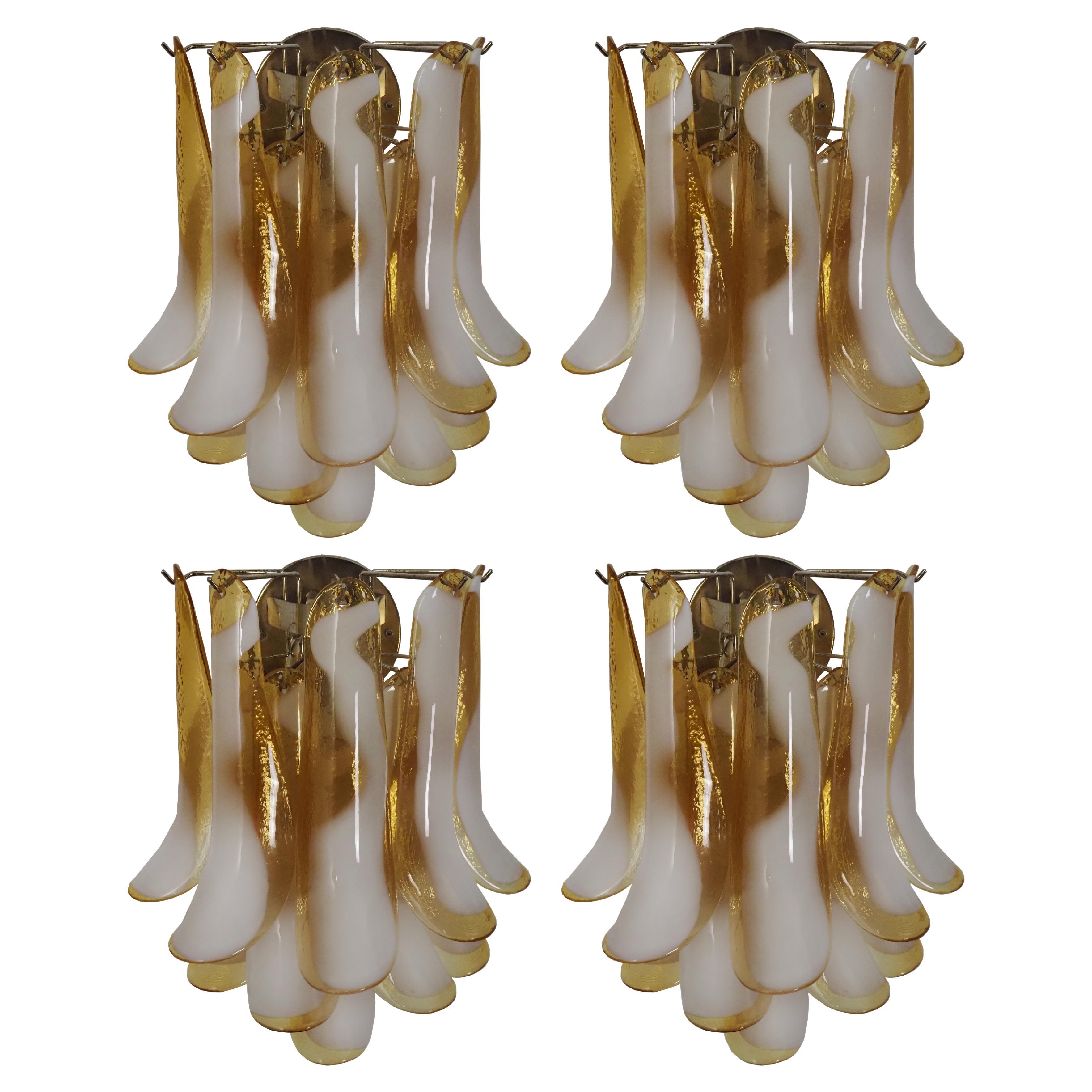 Four of Italian Milk and Honey Murano Sconces For Sale
