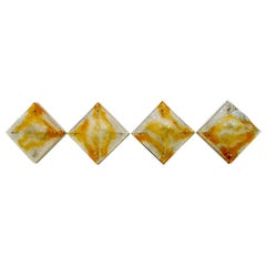 Four of Mazzega Mid-Century Modern Steel and Murano Glass Italian Sconces, 1960s