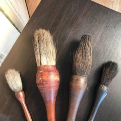 Four Old Japanese and Chinese Ink Wash Painting Calligraphy Brushes, Rare Find