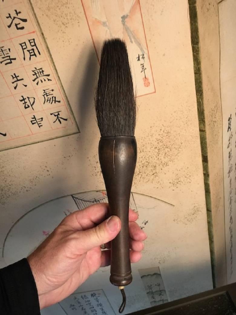 Hand-Crafted Four Old Japanese and Chinese Ink Wash Painting Calligraphy Brushes, Rare Find