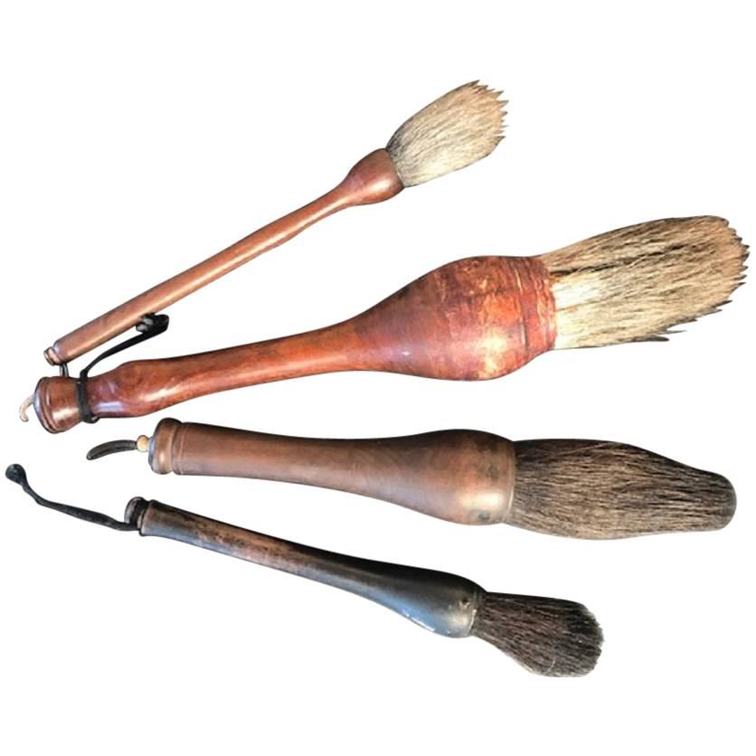 Four Old Japanese and Chinese Ink Wash Painting Calligraphy Brushes, Rare Find