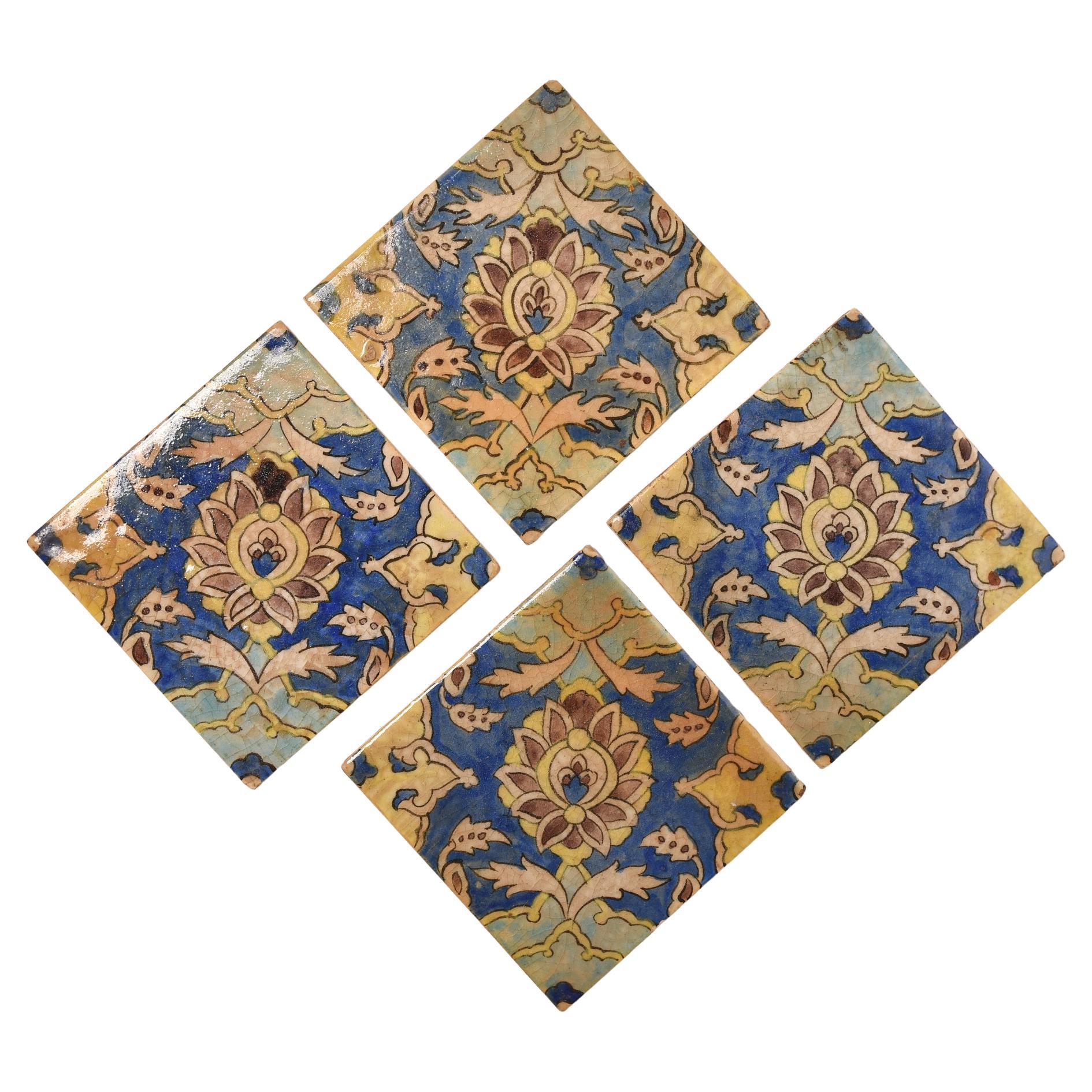 Azerbaijani Four Old Painted Tiles For Sale