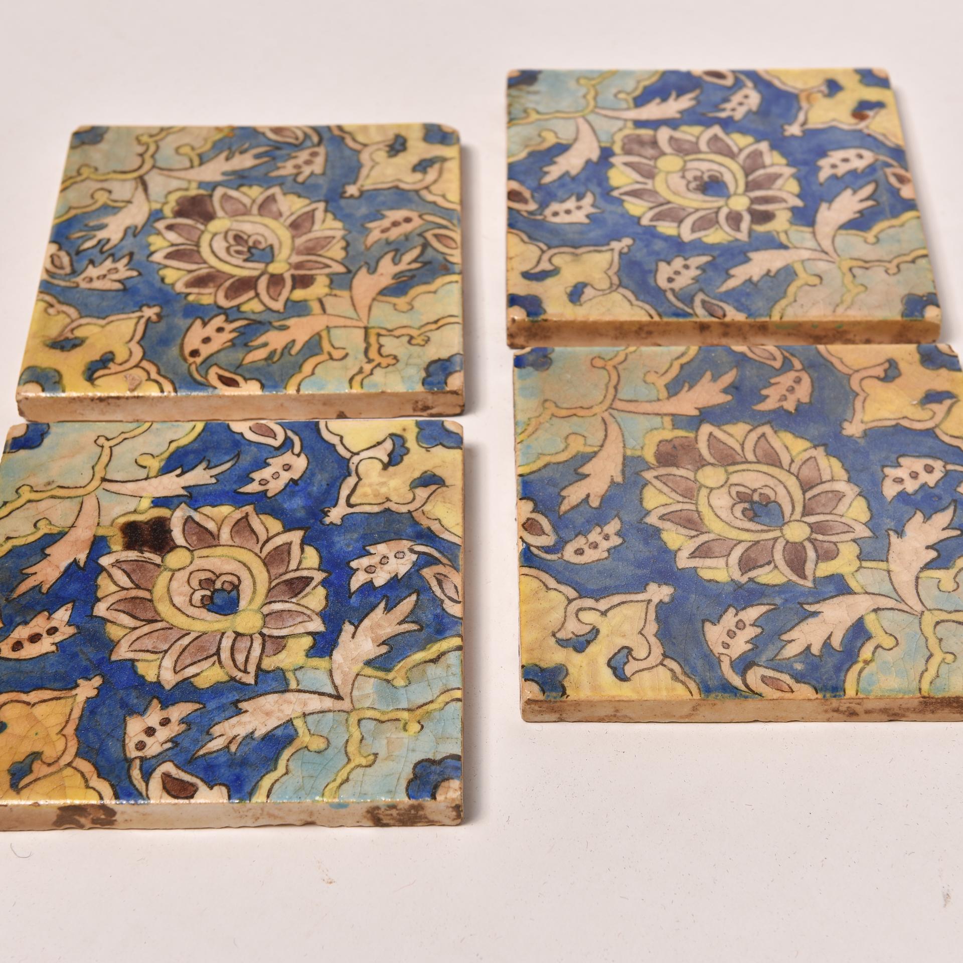Hand-Painted Four Old Painted Tiles For Sale