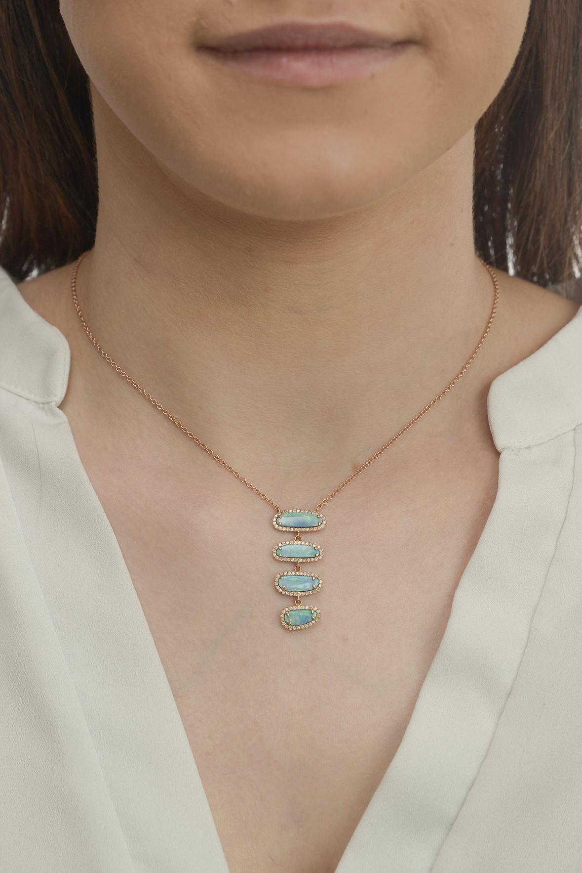 Contemporary Four Opal Slice Necklace