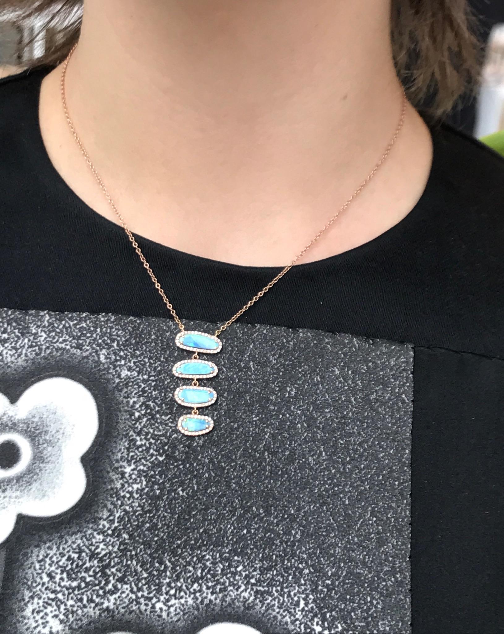 Women's Four Opal Slice Necklace