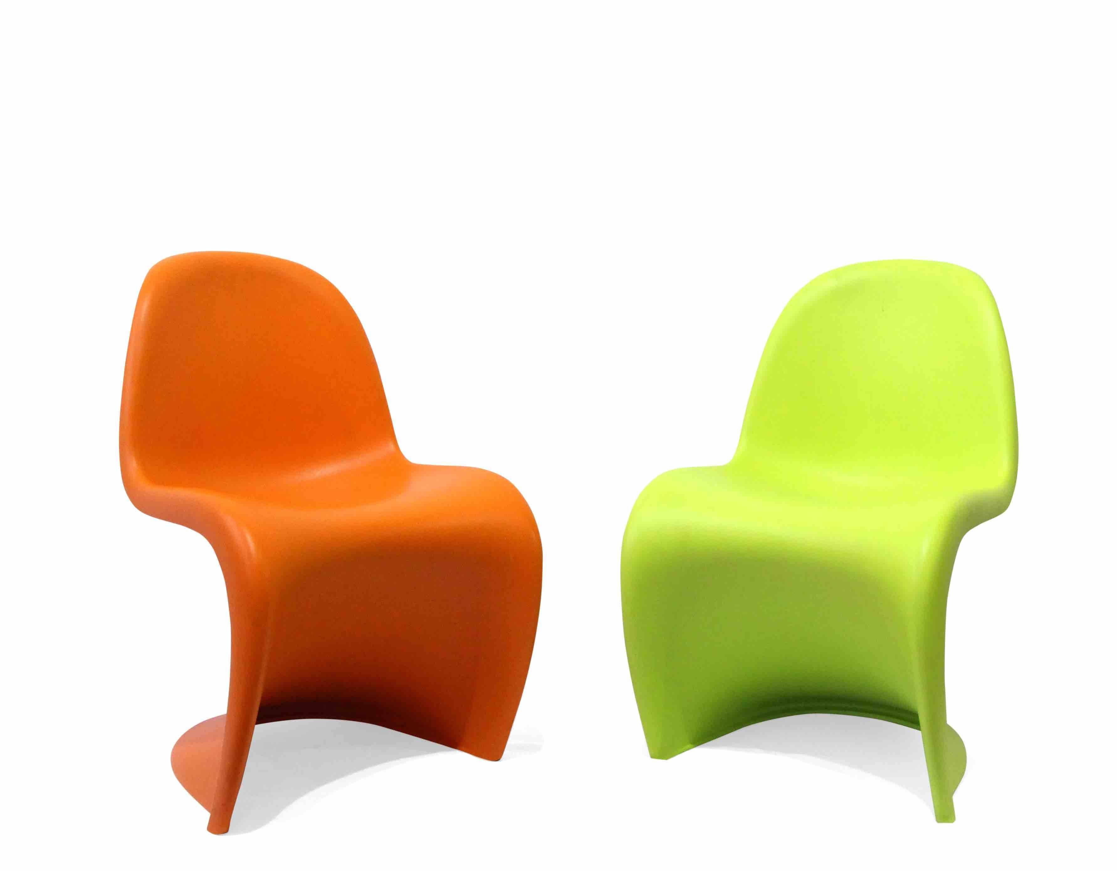 Four Orange and Green Junior Panton Chairs In Good Condition For Sale In Paris, FR