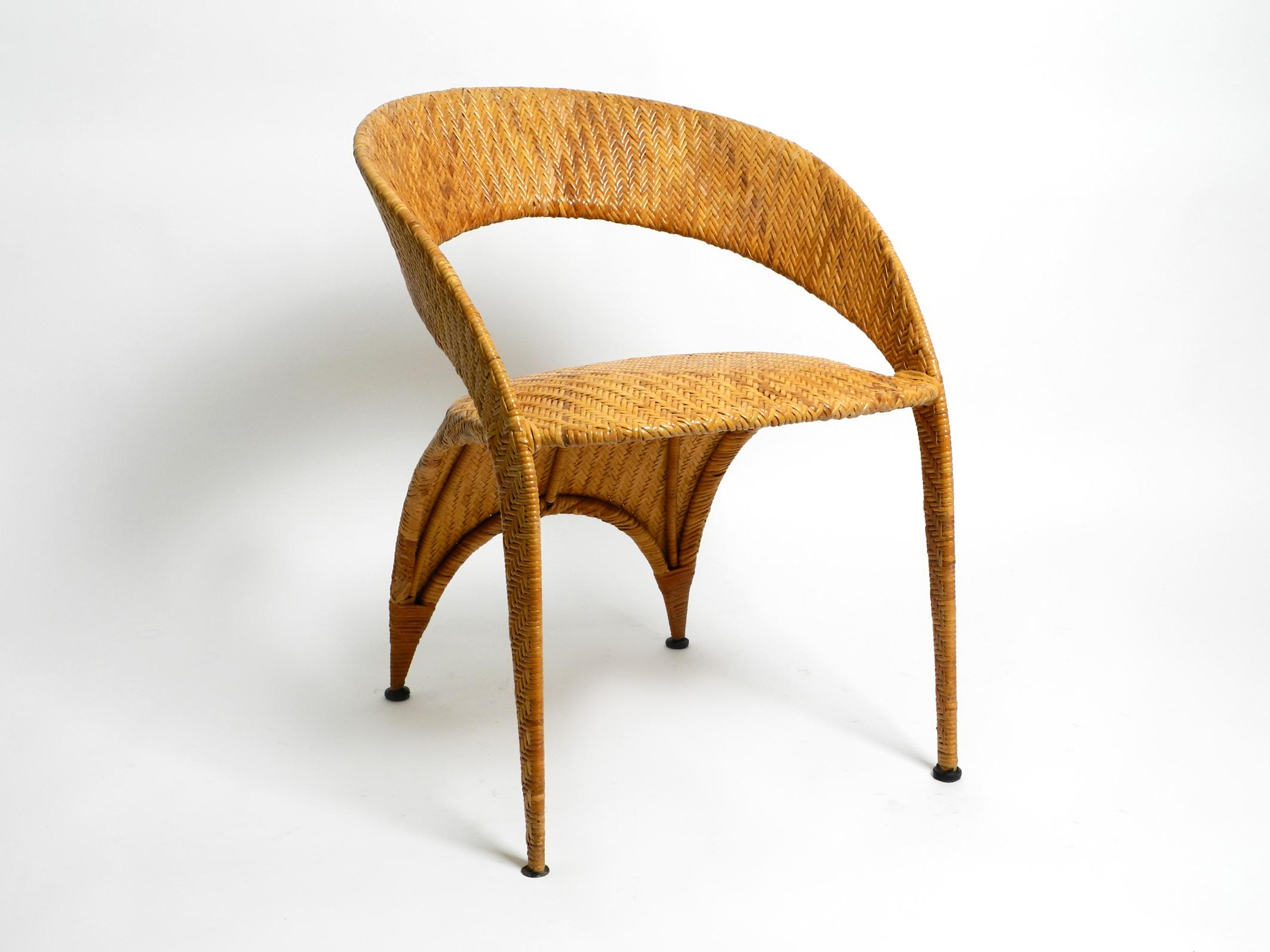 Four original 1980s Postmodern rattan armchairs In Good Condition In München, DE