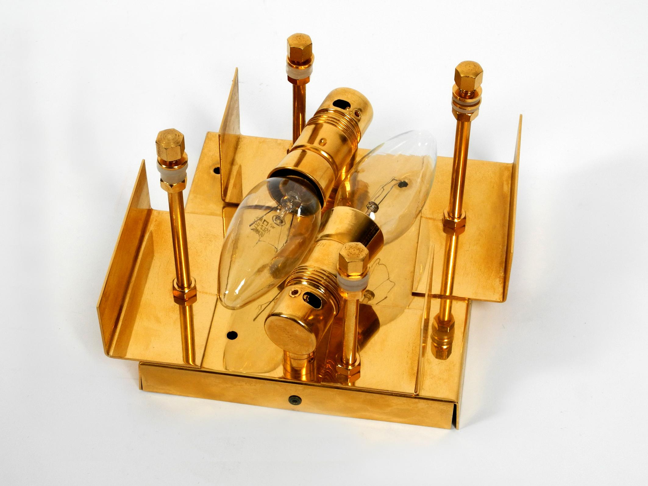 Four Original 1960s Kinkeldey Crystal Glass Brass Wall Lamps 5