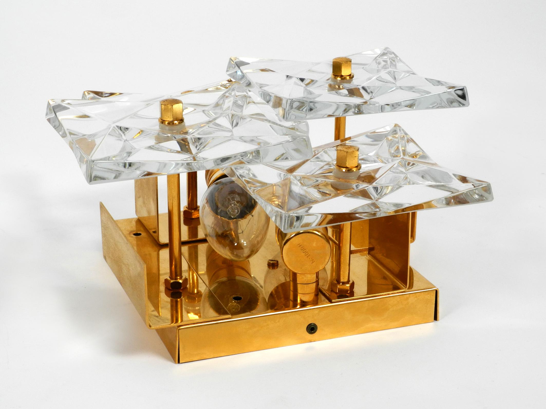 Four Original 1960s Kinkeldey Crystal Glass Brass Wall Lamps 6