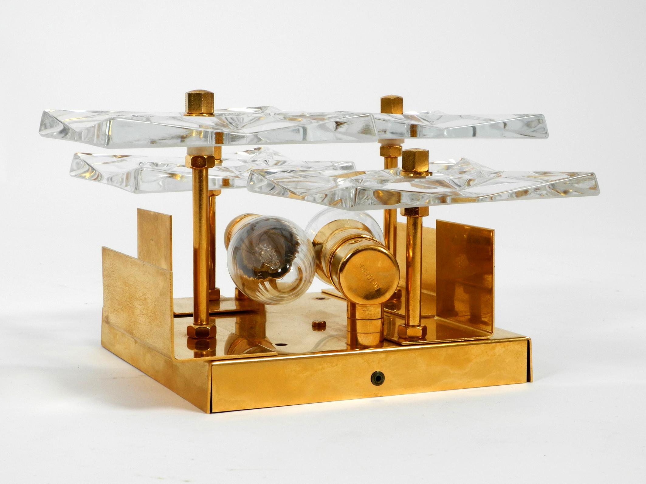 Four Original 1960s Kinkeldey Crystal Glass Brass Wall Lamps 7