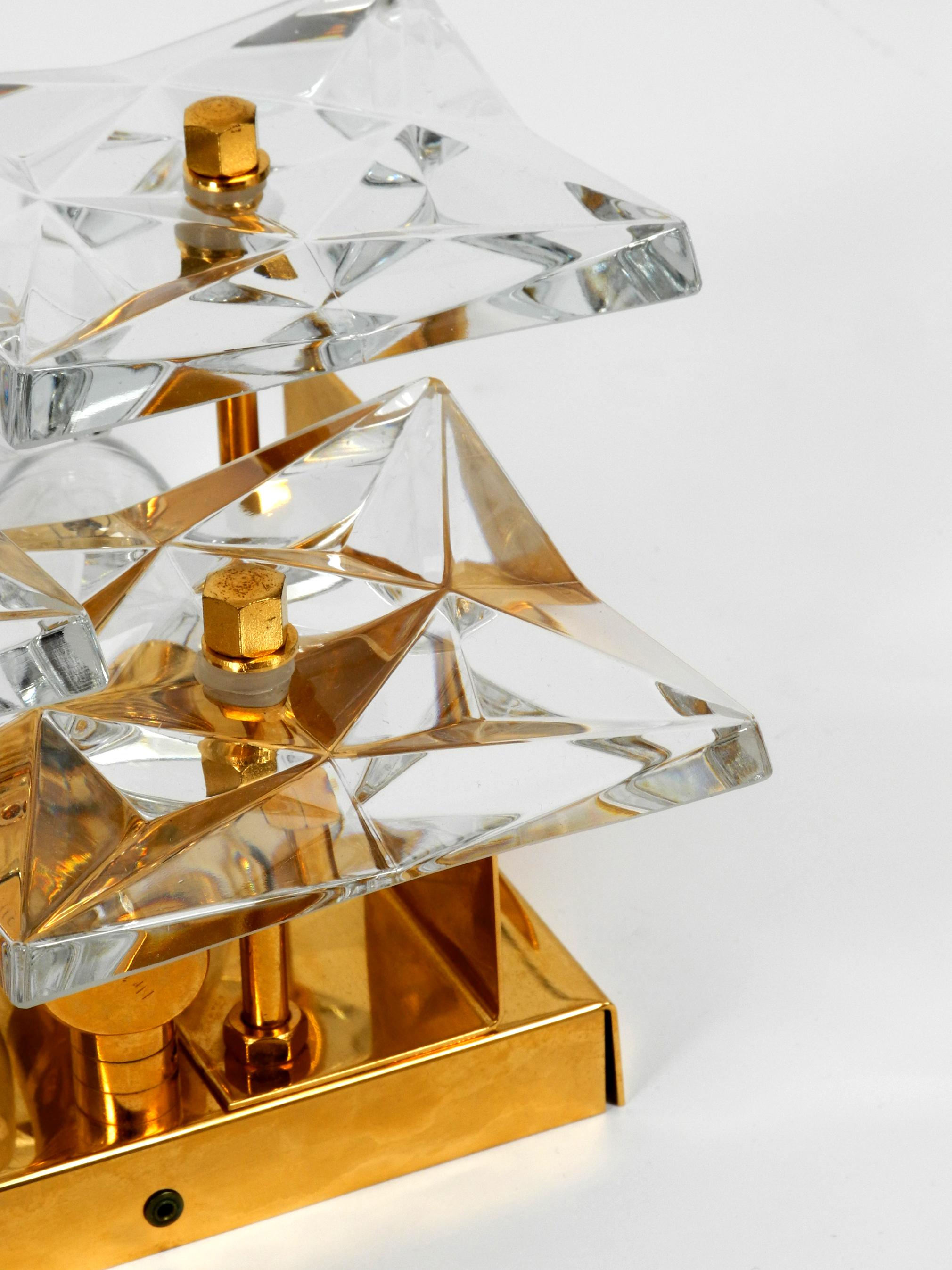 Four Original 1960s Kinkeldey Crystal Glass Brass Wall Lamps 8