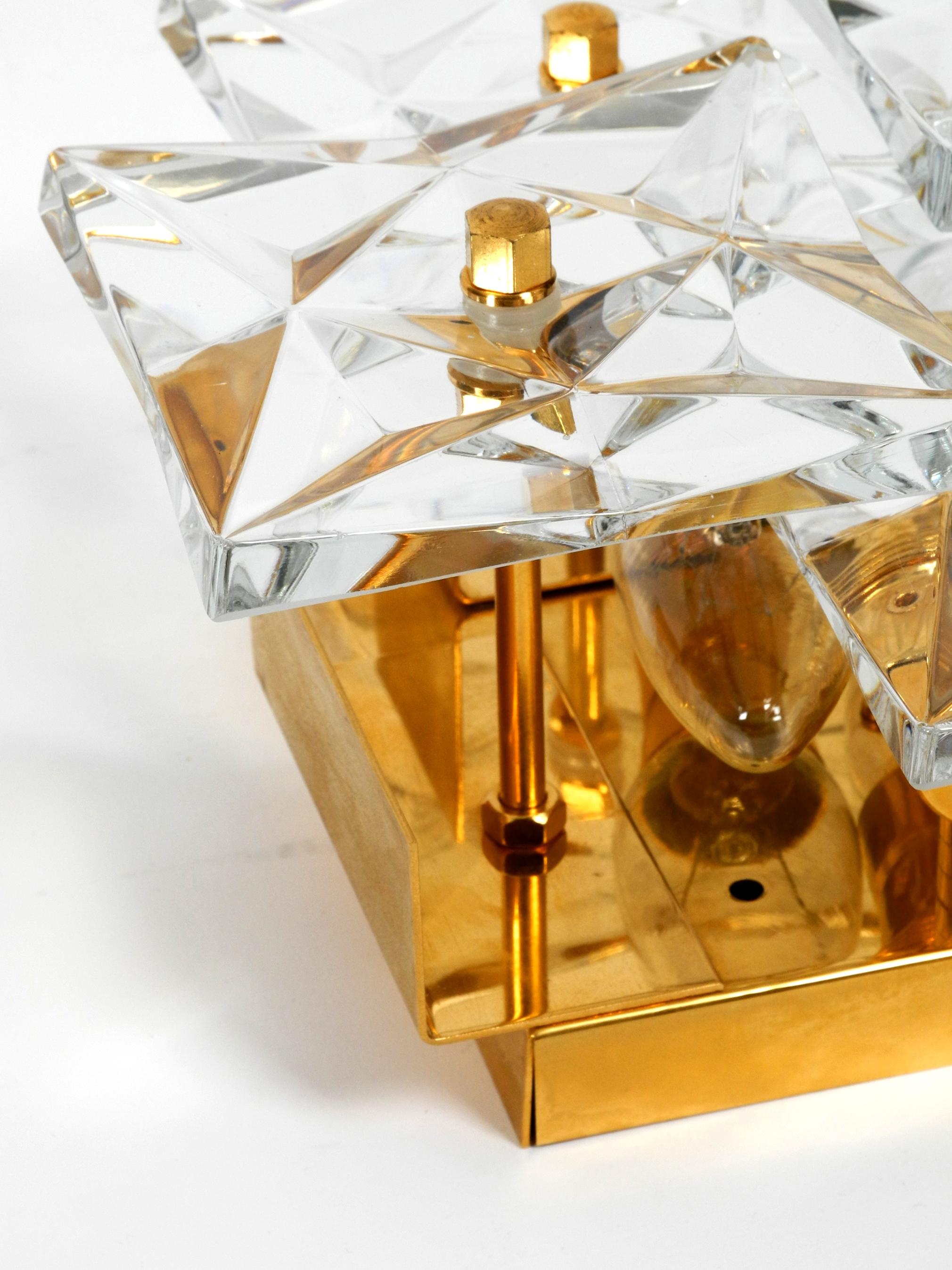 Four Original 1960s Kinkeldey Crystal Glass Brass Wall Lamps 9