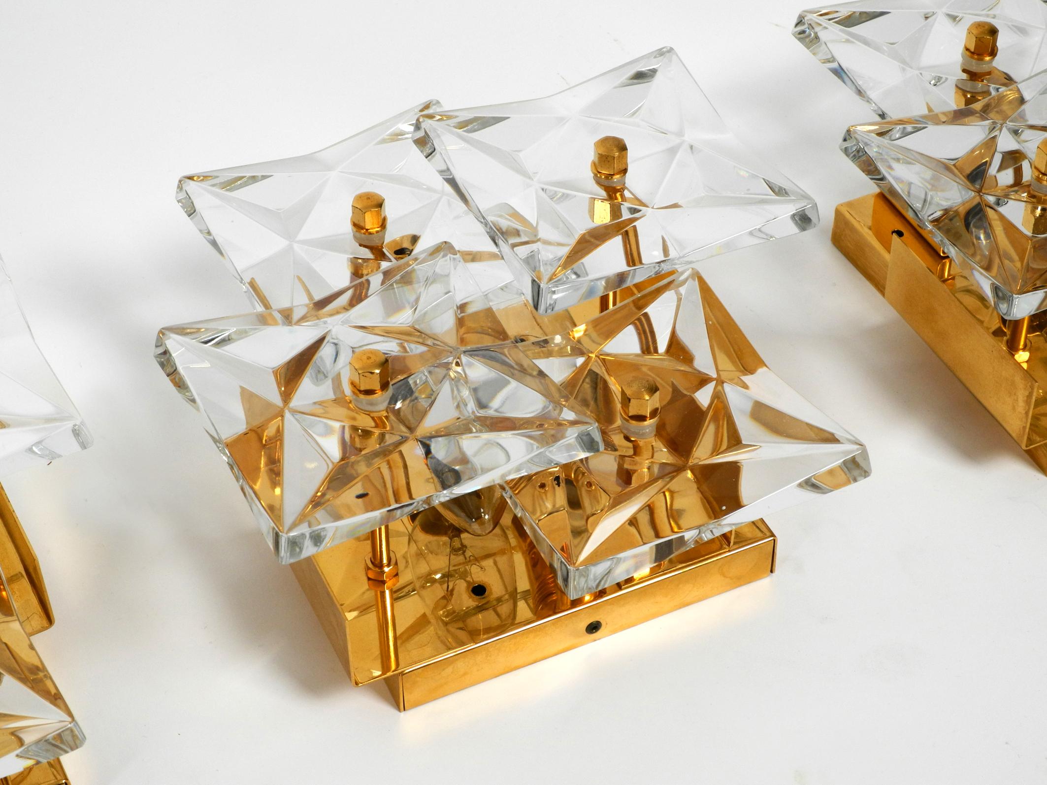 Four Original 1960s Kinkeldey Crystal Glass Brass Wall Lamps 11