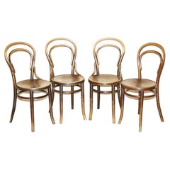 Four Original Antique Mundus and J & J Kobn Ltd Thonet Stamped Dining Chairs