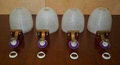 OUR ORiGINAL ART DECO MURANO ITALIAN GLASS MID CENTURY BRONZE WALL SCONCES