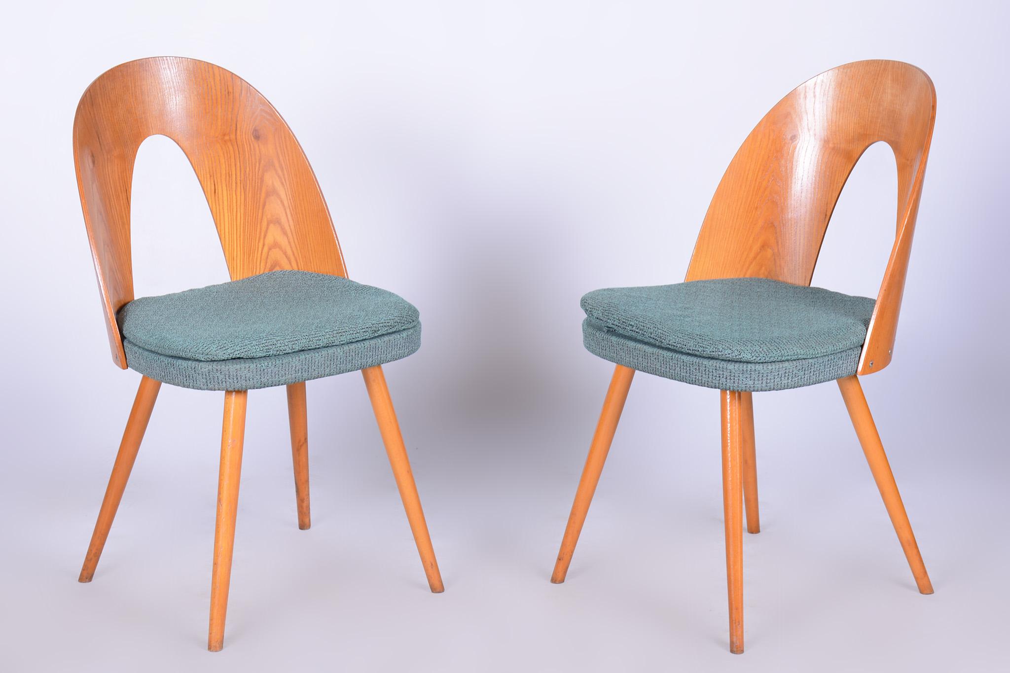 Fabric Four Original Midcentury Chairs, Ash, Antonin Suman, Czechia, 1930s