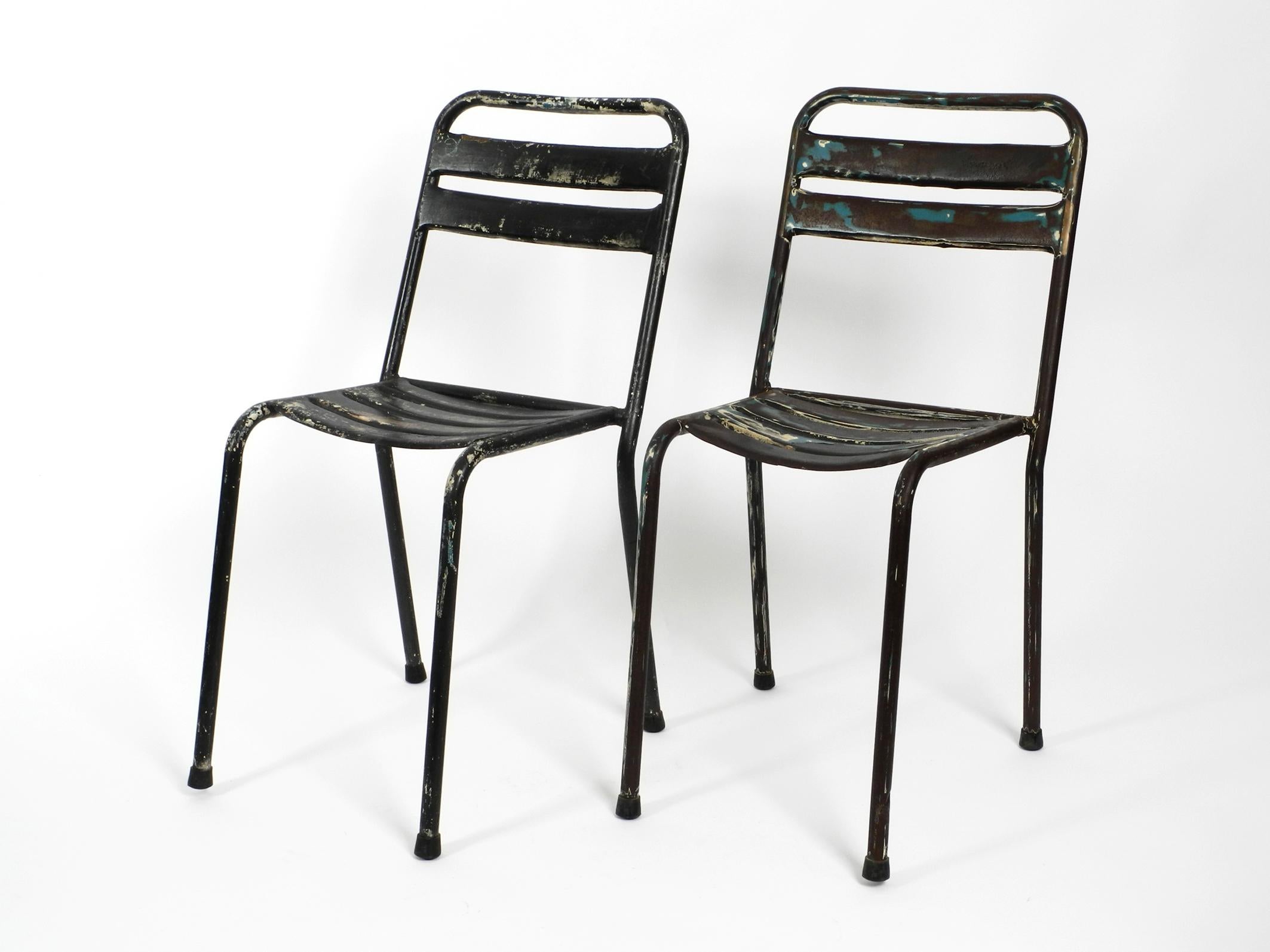Four Original Sanded Tolix Bistro Café Chairs Design Xavier Pauchard, France 4