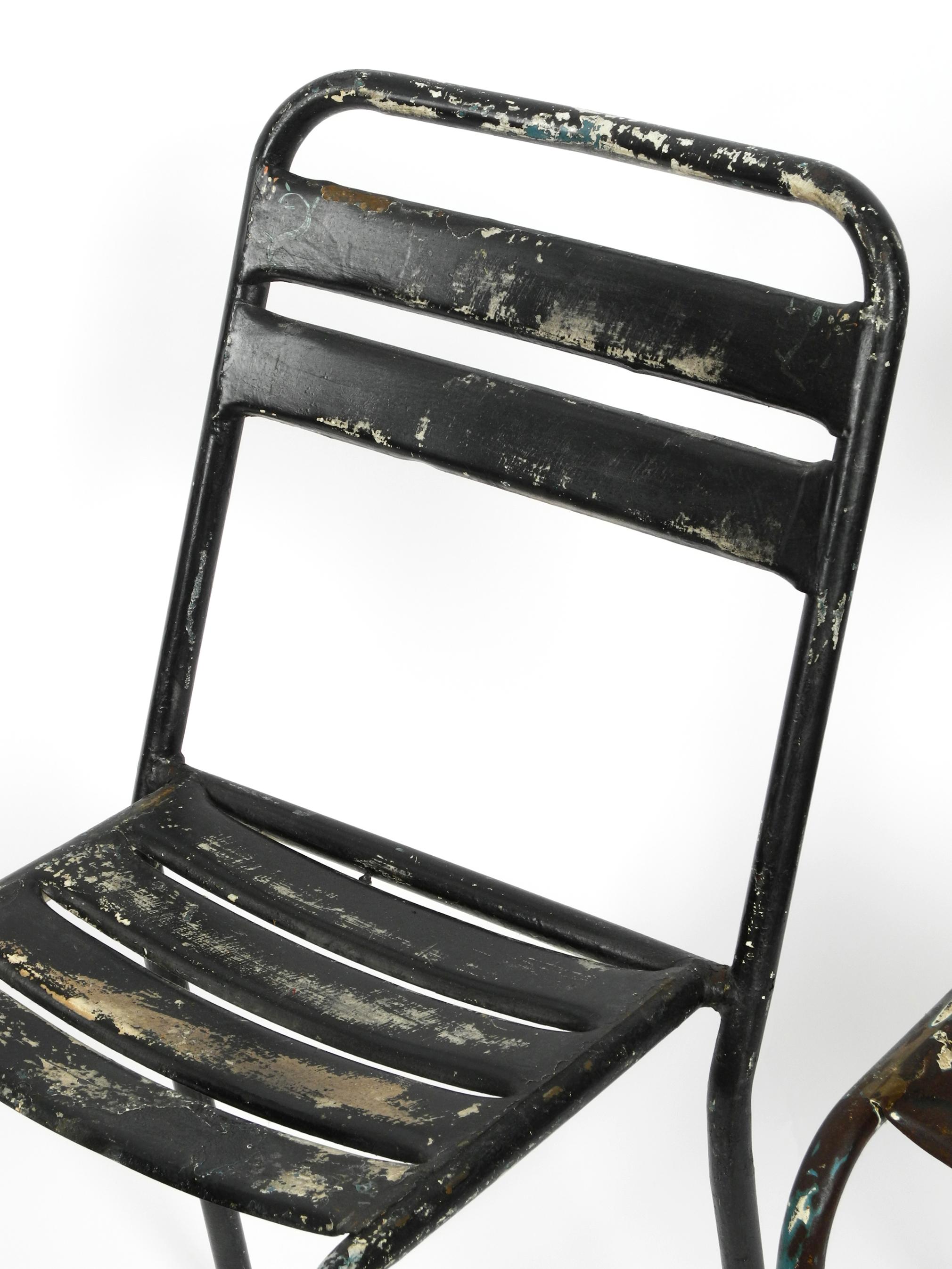 Four Original Sanded Tolix Bistro Café Chairs Design Xavier Pauchard, France 8