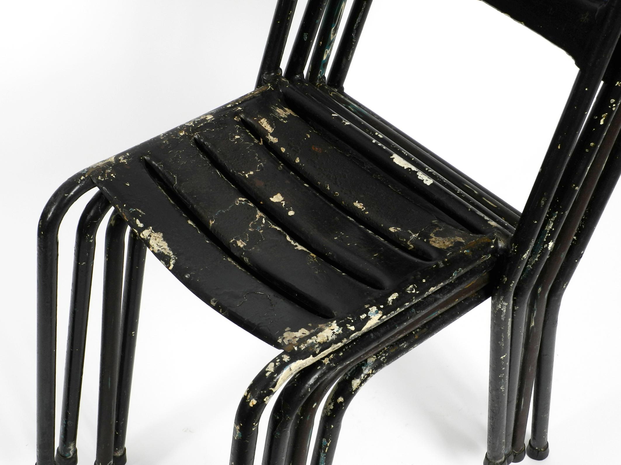 Four Original Sanded Tolix Bistro Café Chairs Design Xavier Pauchard, France 9