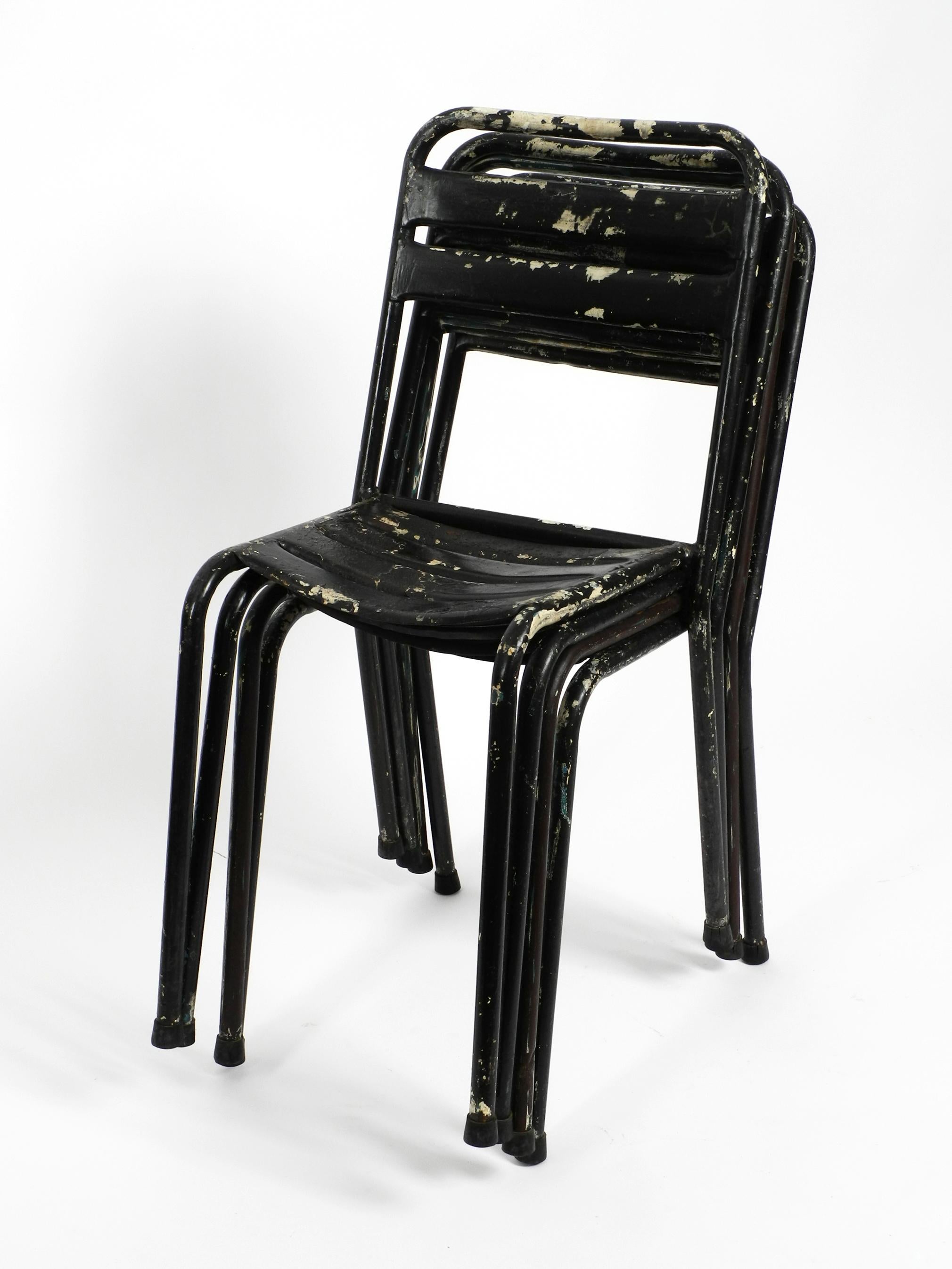Four Original Sanded Tolix Bistro Café Chairs Design Xavier Pauchard, France 11