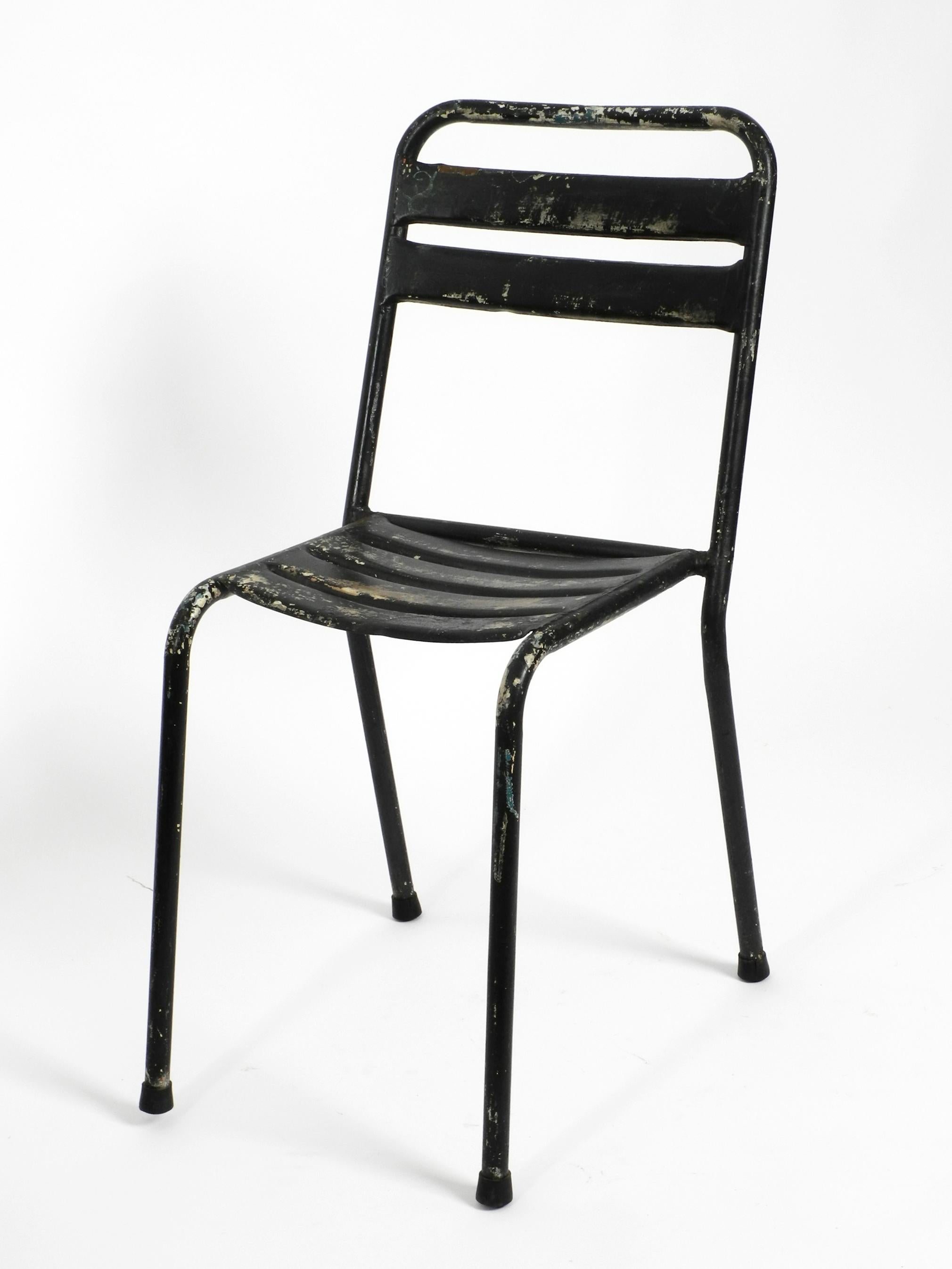 Four Original Sanded Tolix Bistro Café Chairs Design Xavier Pauchard, France 1