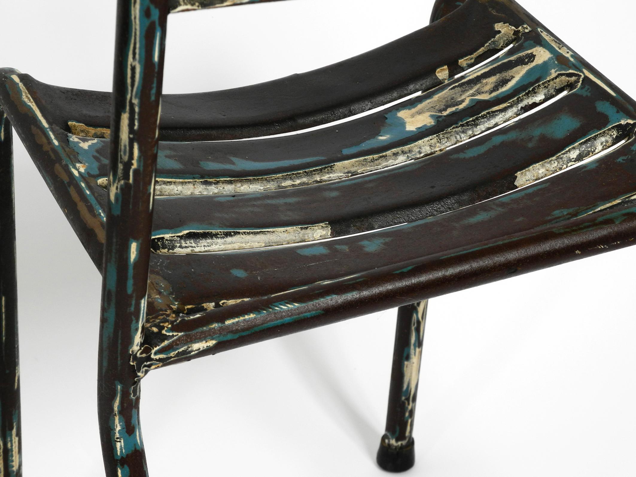 Four Original Sanded Tolix Bistro Café Chairs Design Xavier Pauchard, France 2