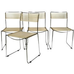 Four Original Very Well Preserved 1970s Spaghetti Chairs with Chromed Frames