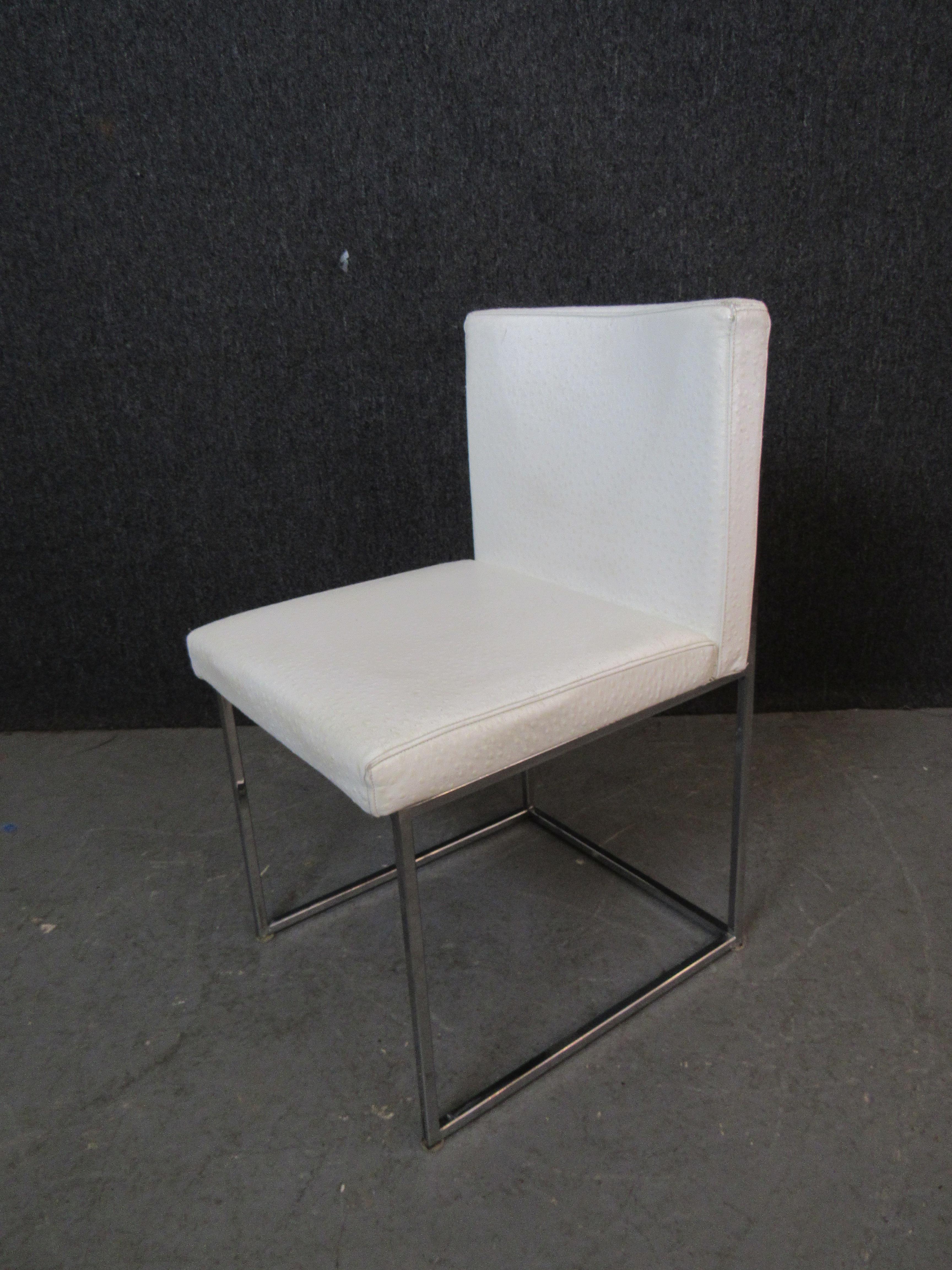 Welded Four Ostrich Leather Dining Chairs by Calligaris For Sale