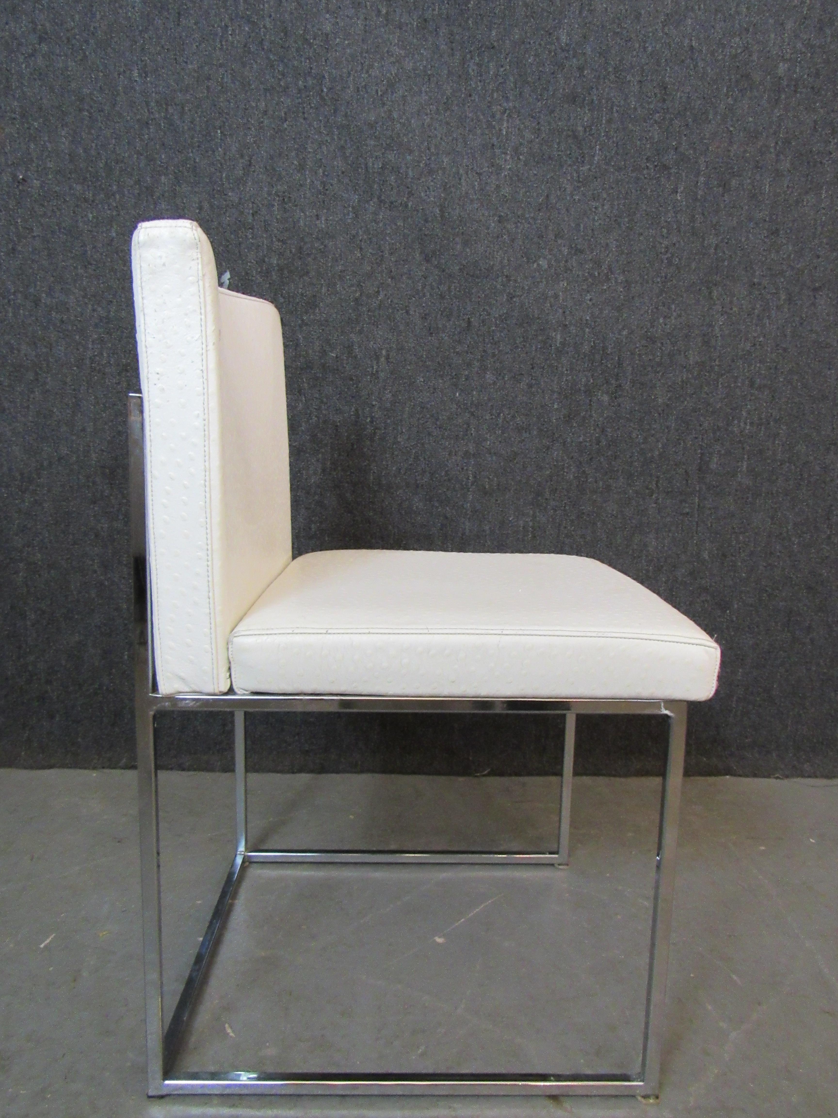 20th Century Four Ostrich Leather Dining Chairs by Calligaris For Sale
