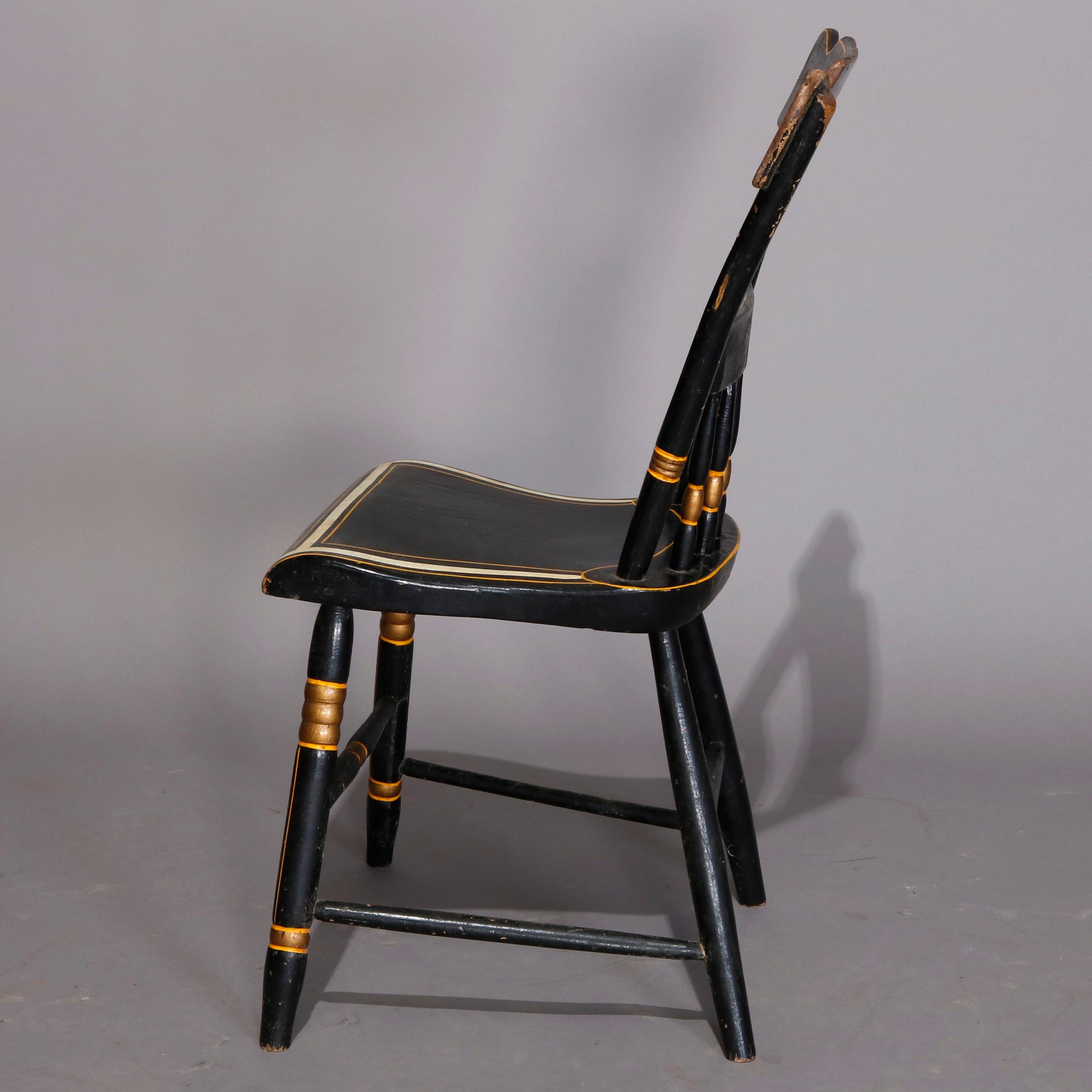 Four Paint and Gilt Decorated Hitchcock Style Side Chairs, 19th Century 6
